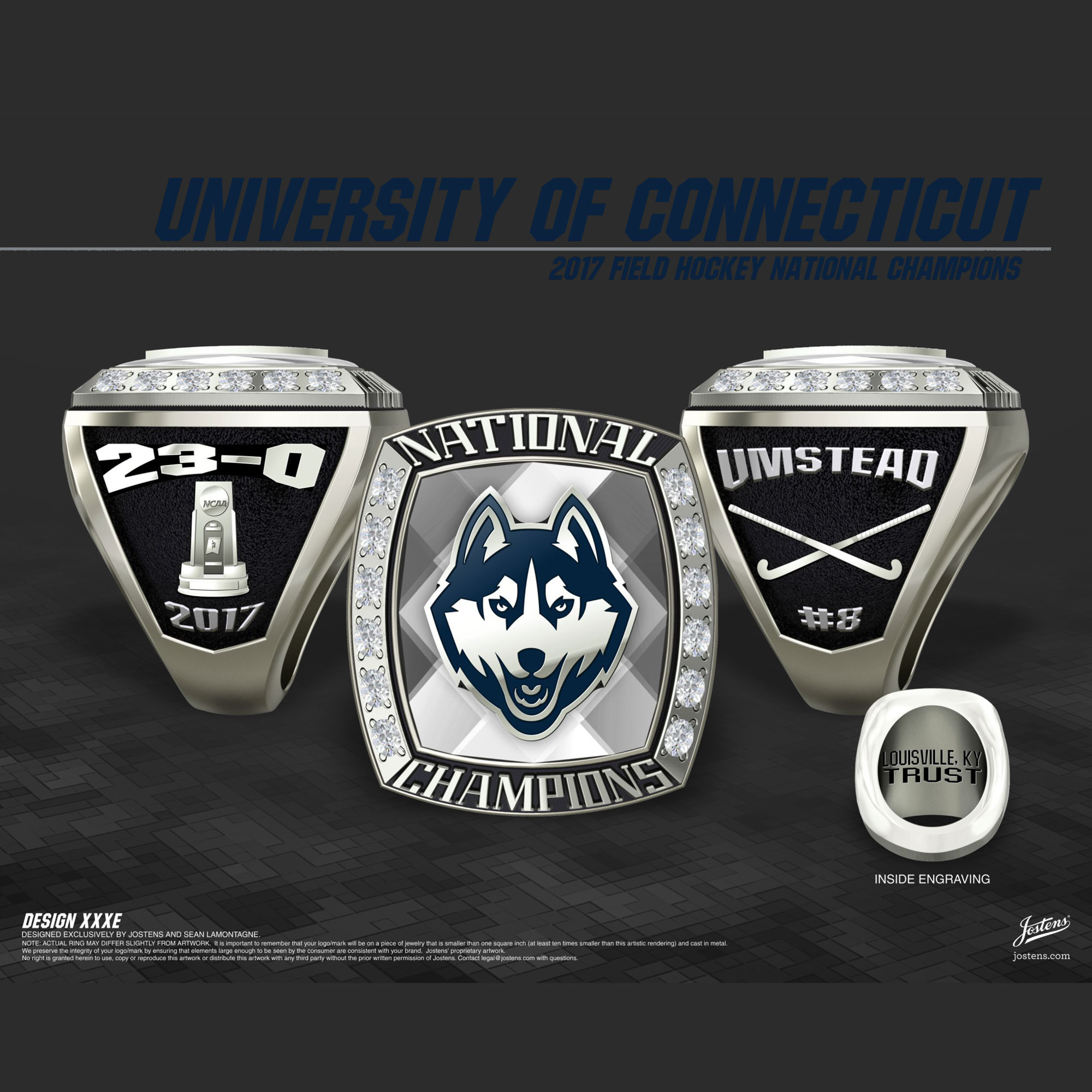 University of Connecticut Women's Field Hockey 2017 National Championship Ring