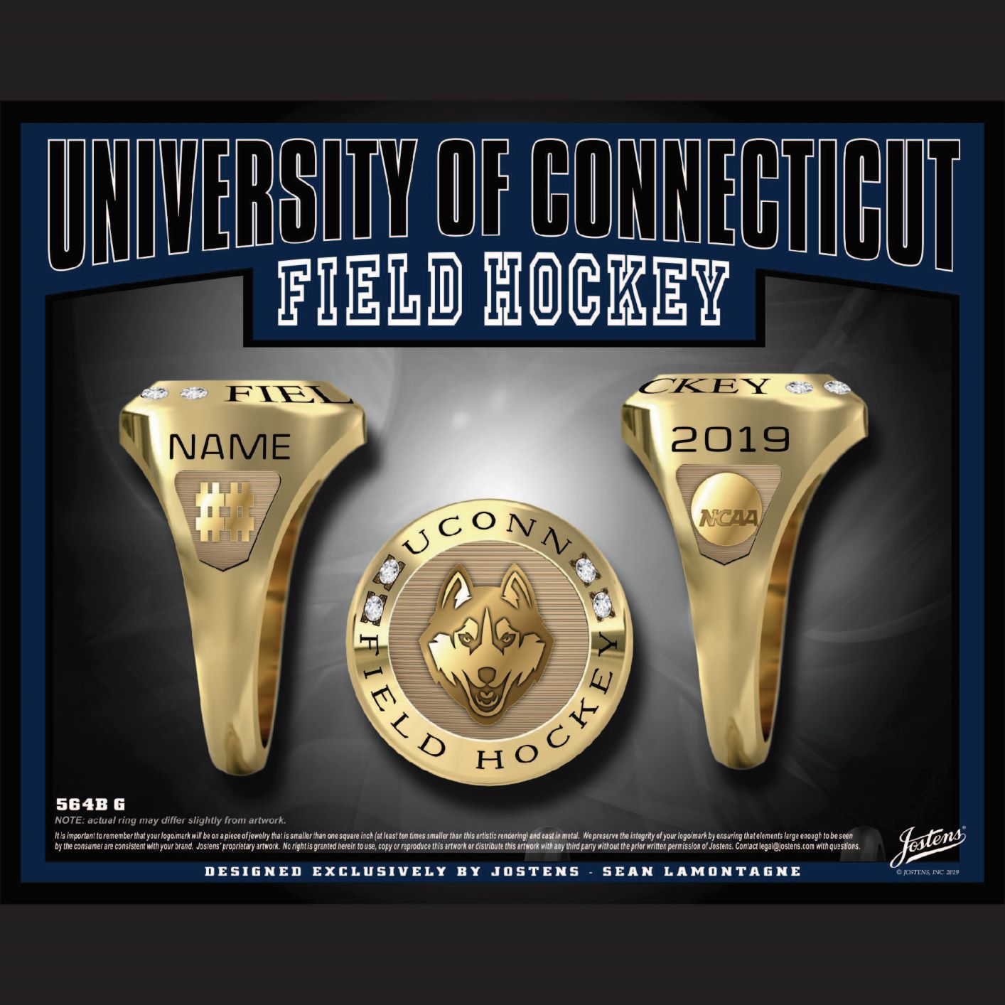 University of Connecticut Women's Field Hockey 2019 Big East Championship Ring