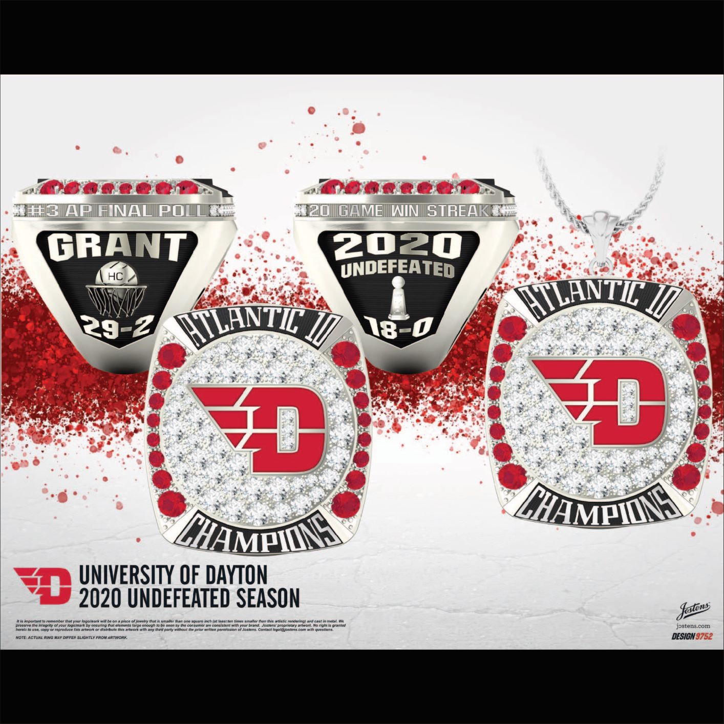 University of Dayton Men's Basketball 2020 Atlantic 10 Championship Ring