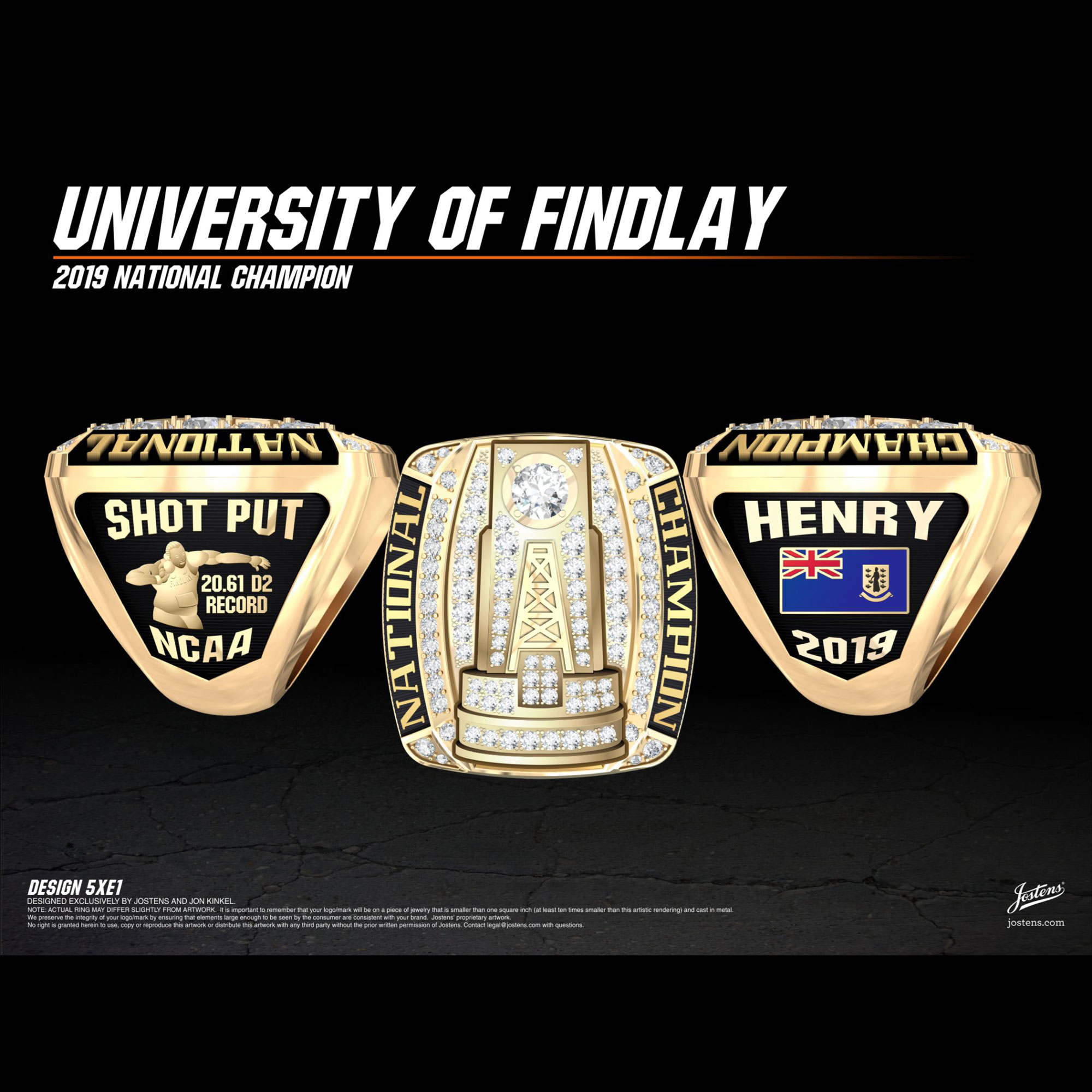 University of Findlay Men's Track & Field 2019 National Championship Ring