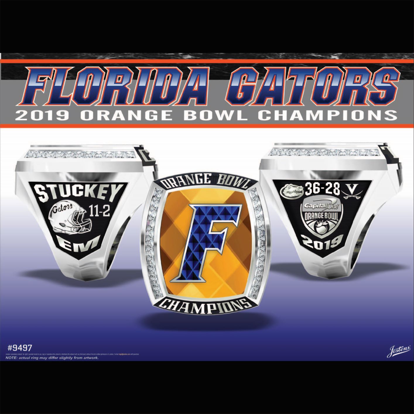 University of Florida Men's Football 2019 Orange Bowl Championship Ring