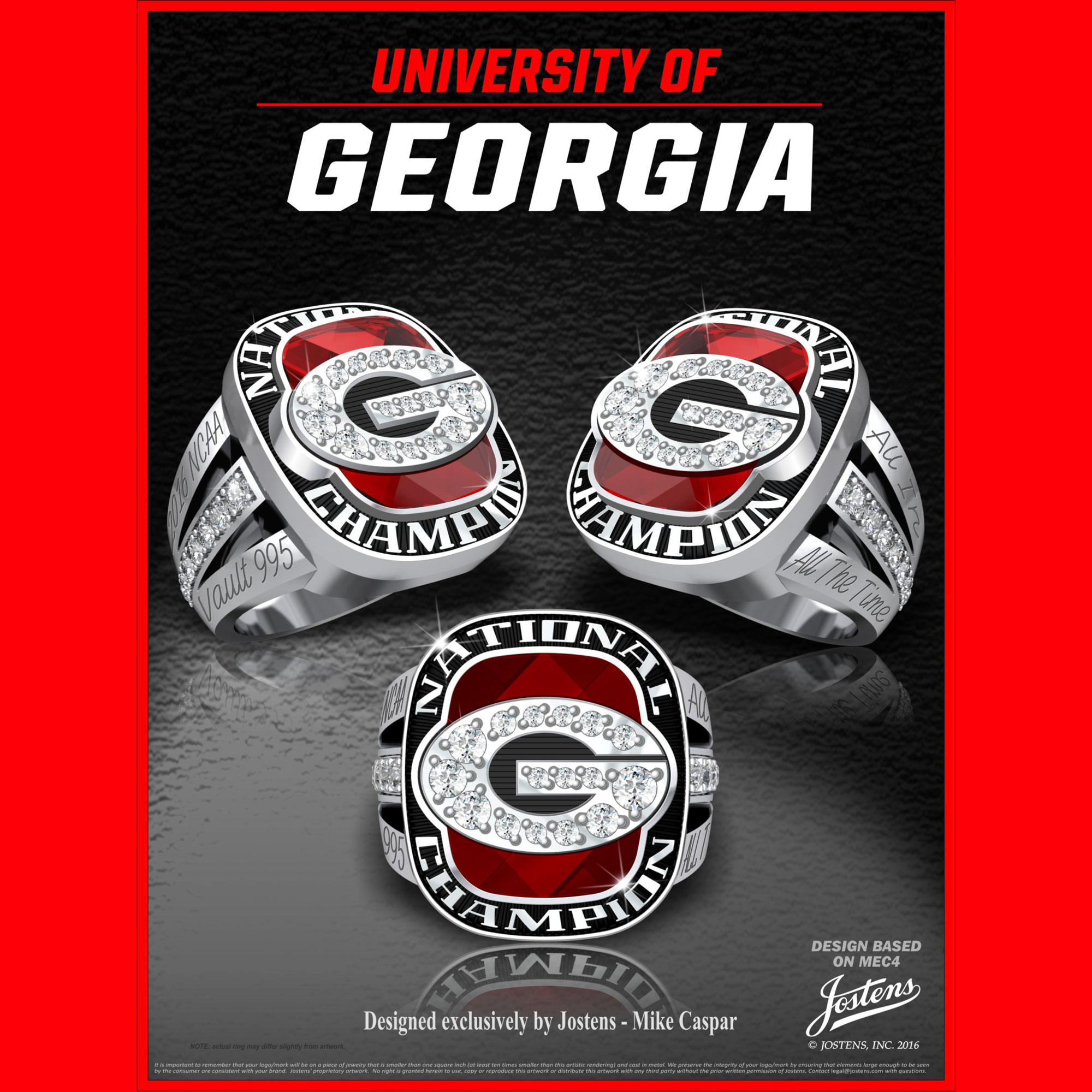 University of Georgia Women's Swimming & Diving 2016 National Championship Ring