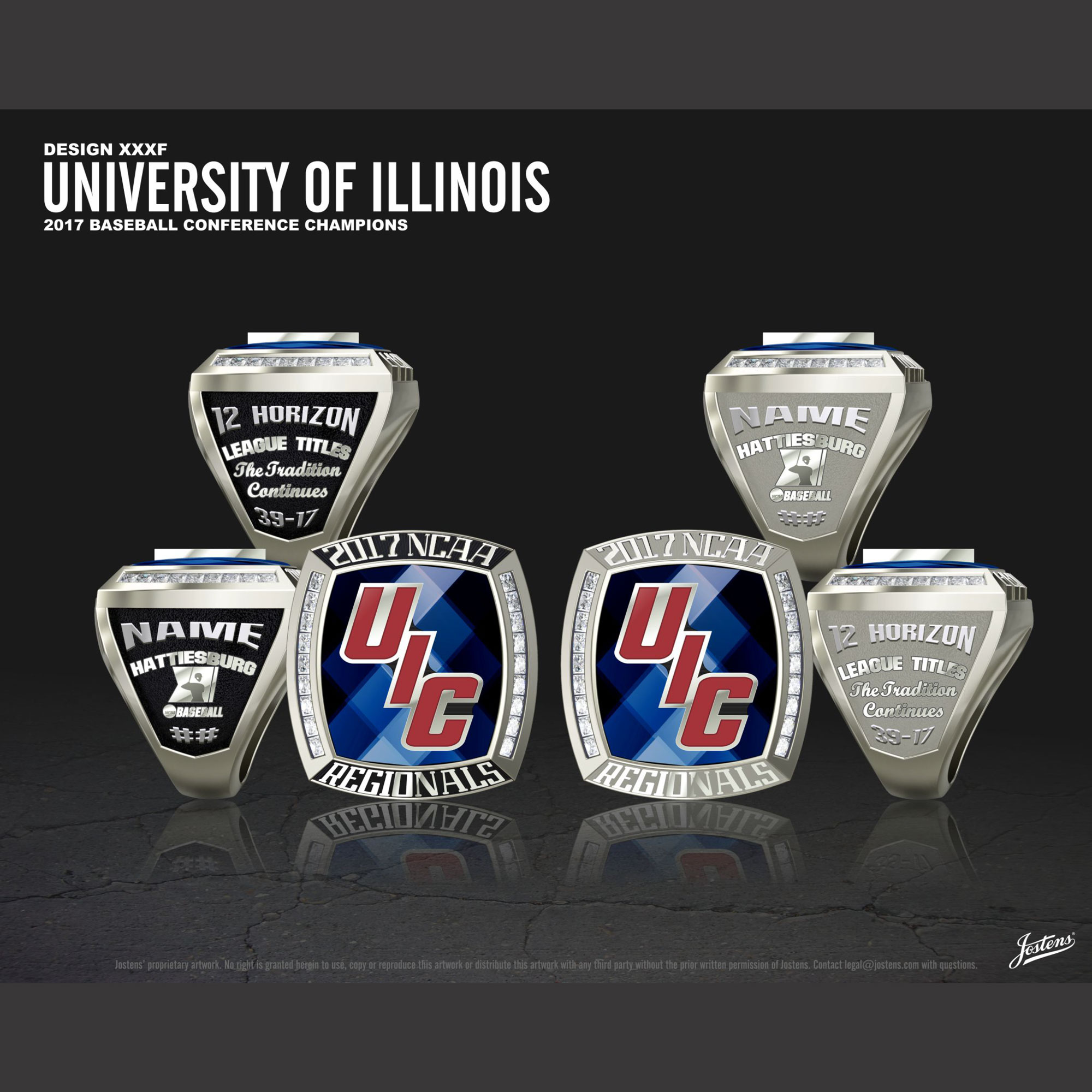 University of Illinois Men's Baseball 2017 Conference Championship Ring