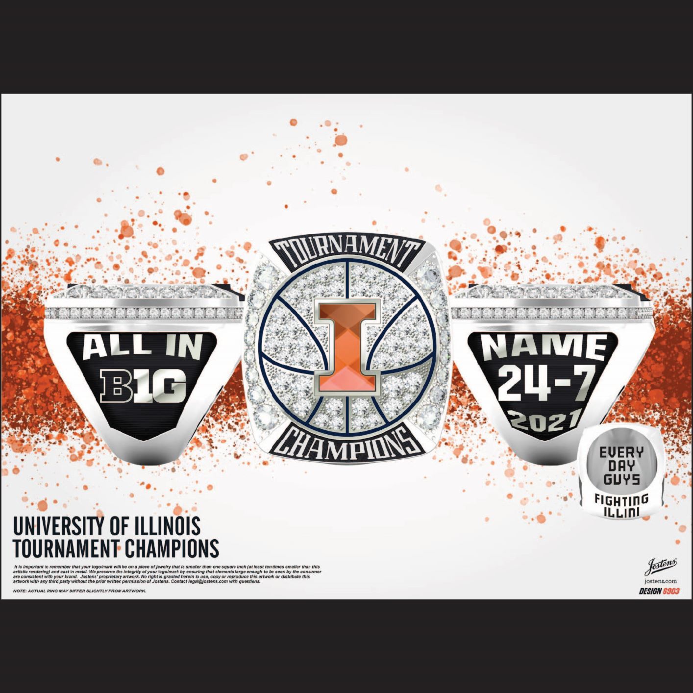 University of Illinois Men's Basketball 2021 Big Ten Championship Ring