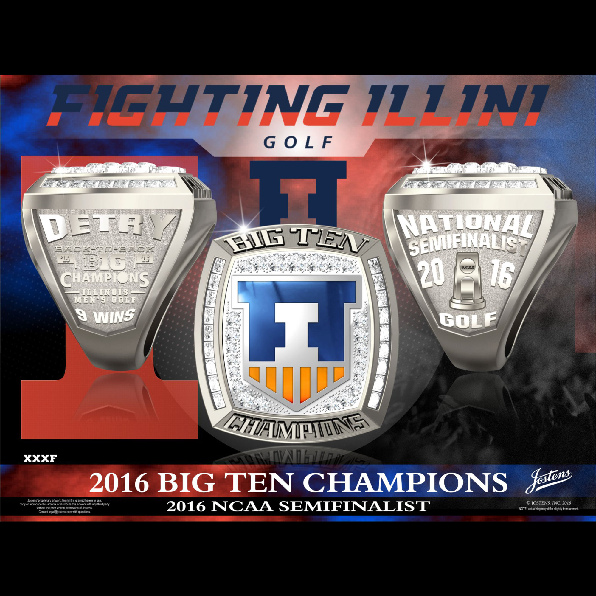 University of Illinois Men's Golf 2016 Big Ten Championship Ring