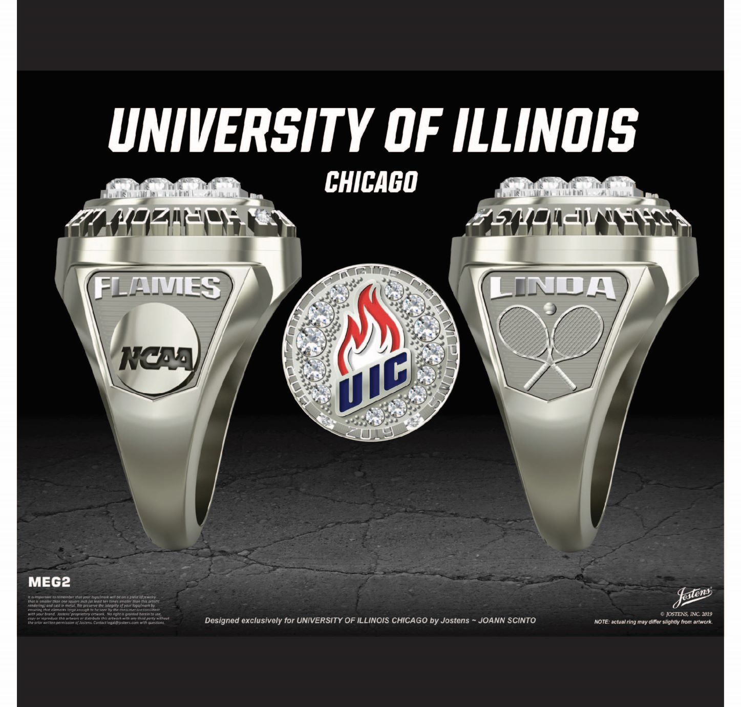 University of Illinois Women's Tennis 2019 UIC Championship Ring