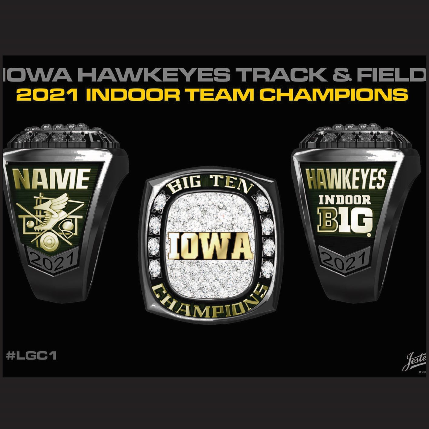 University of Iowa Coed Track & Field 2021 Big Ten Indoor Team Championship Ring