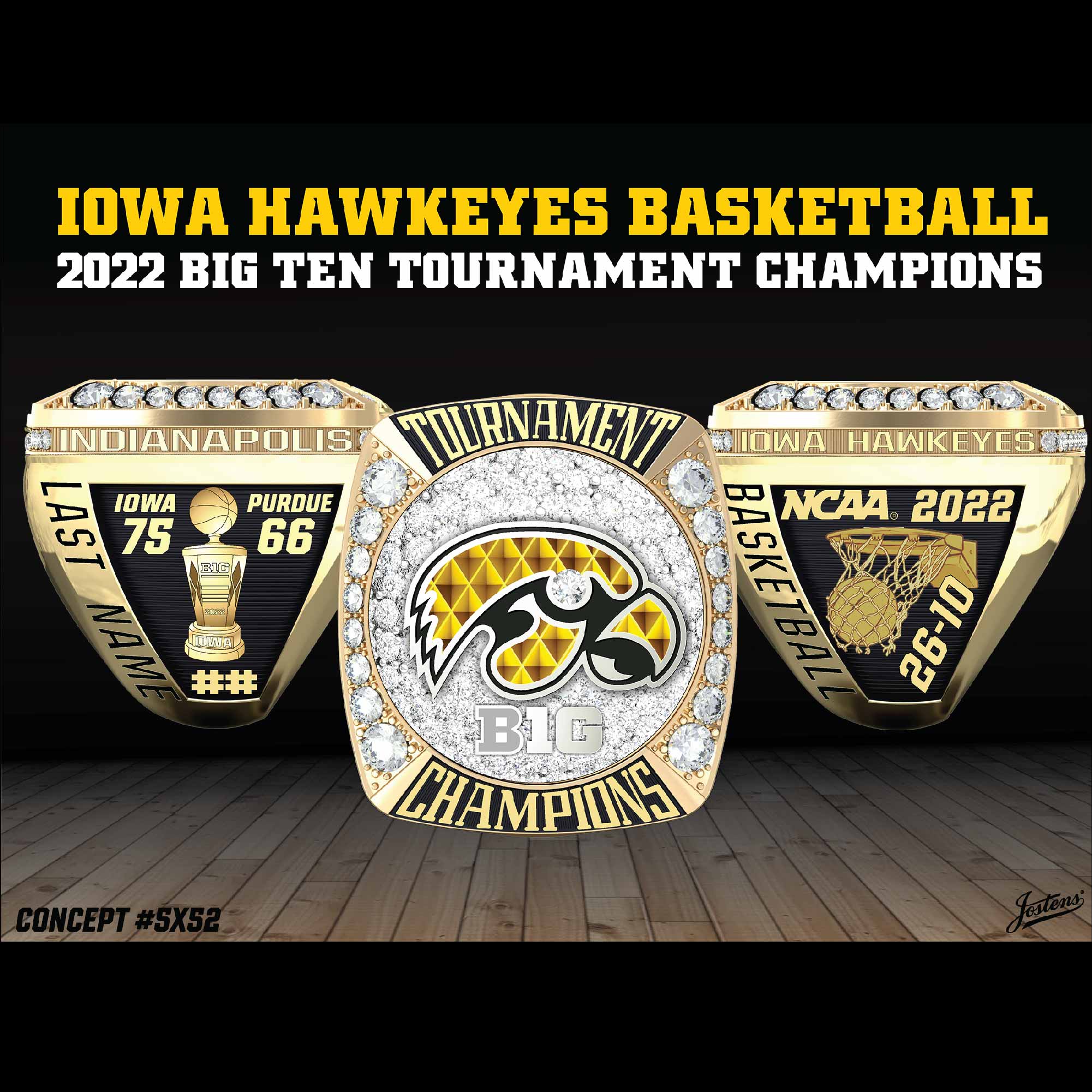 University of Iowa Men's Basketball 2022 Big Ten Championship Ring