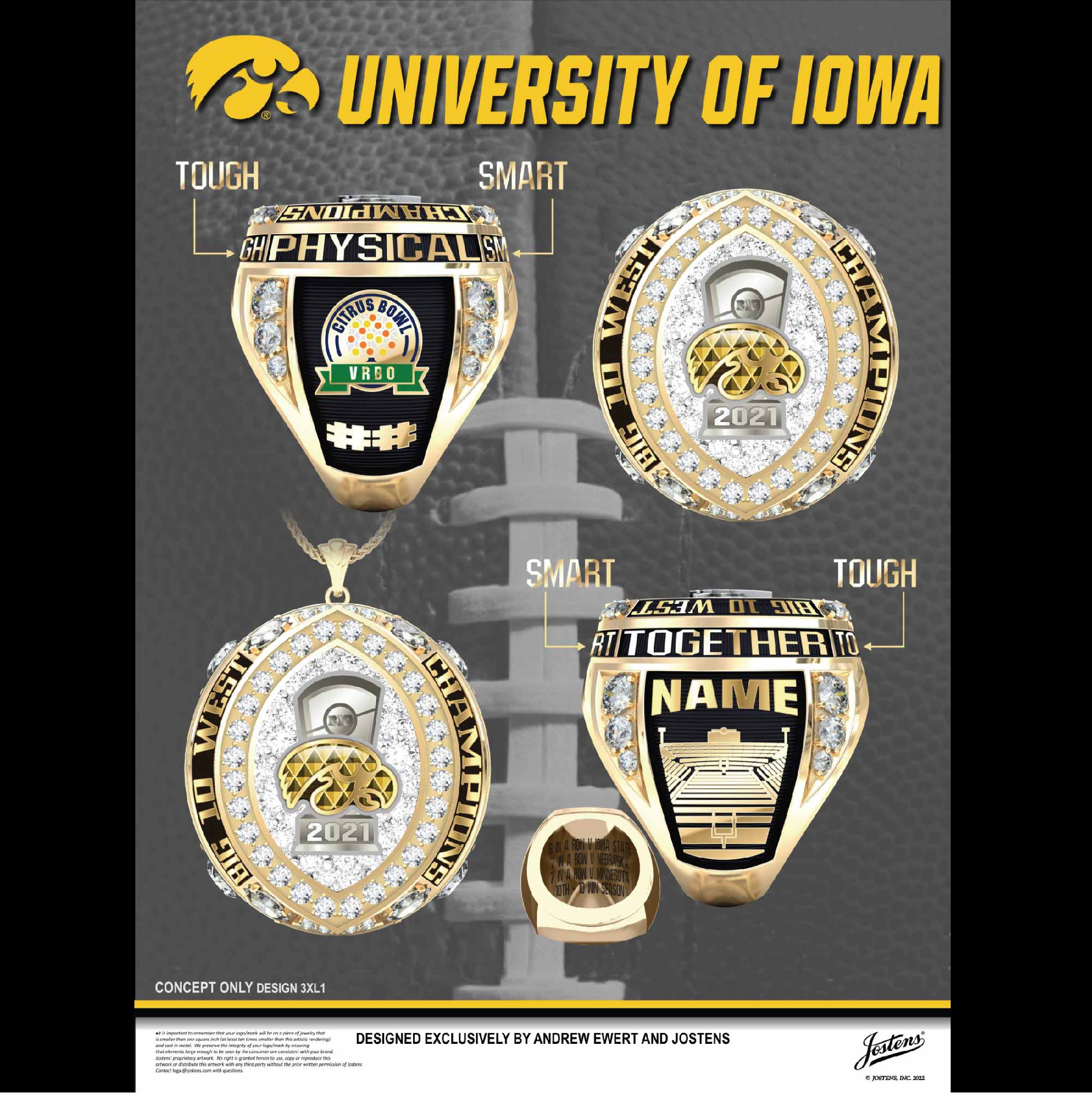 University of Iowa Men's Football 2021 Big Ten West Championship Ring