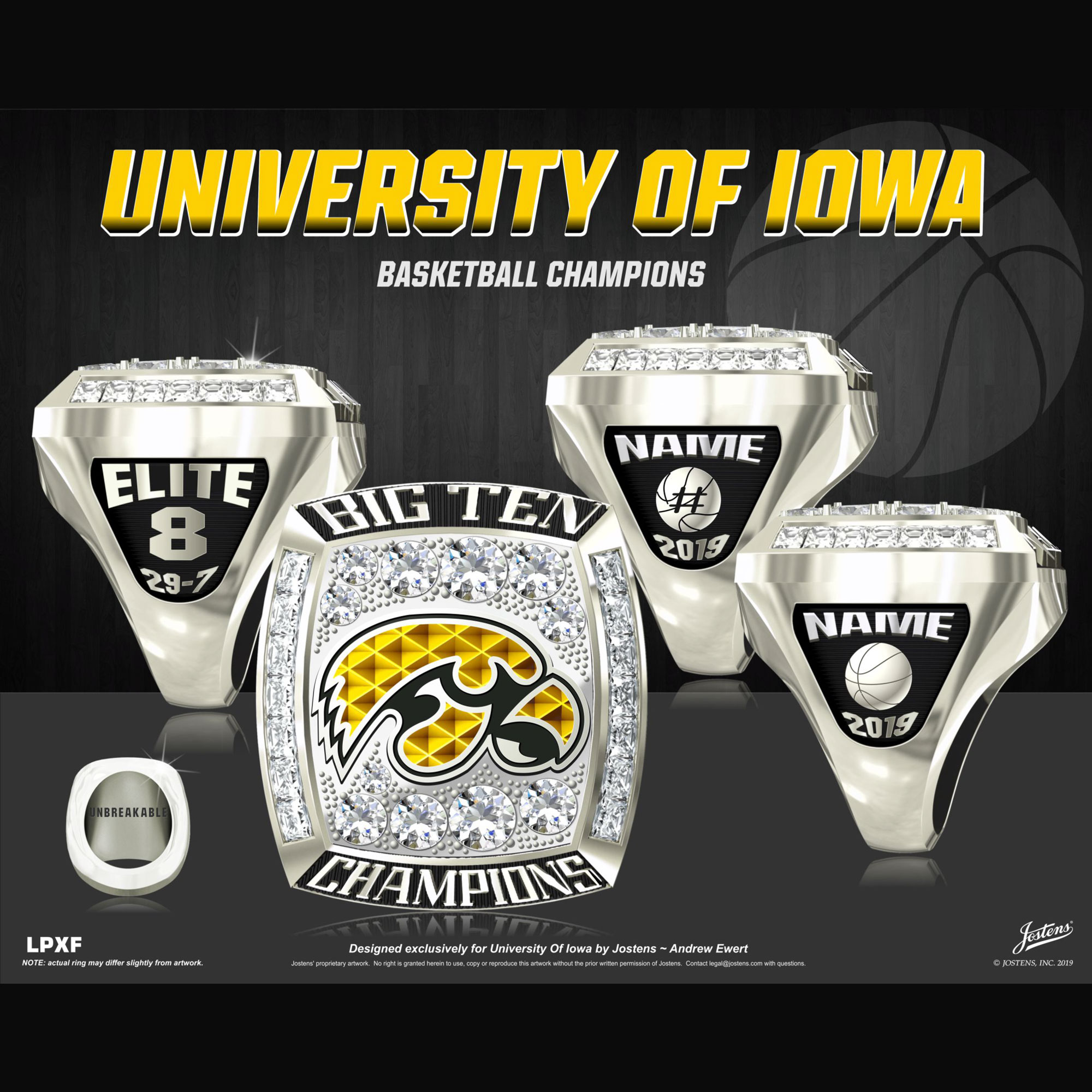 University of Iowa Women's Basketball 2019 Big Ten Championship Ring