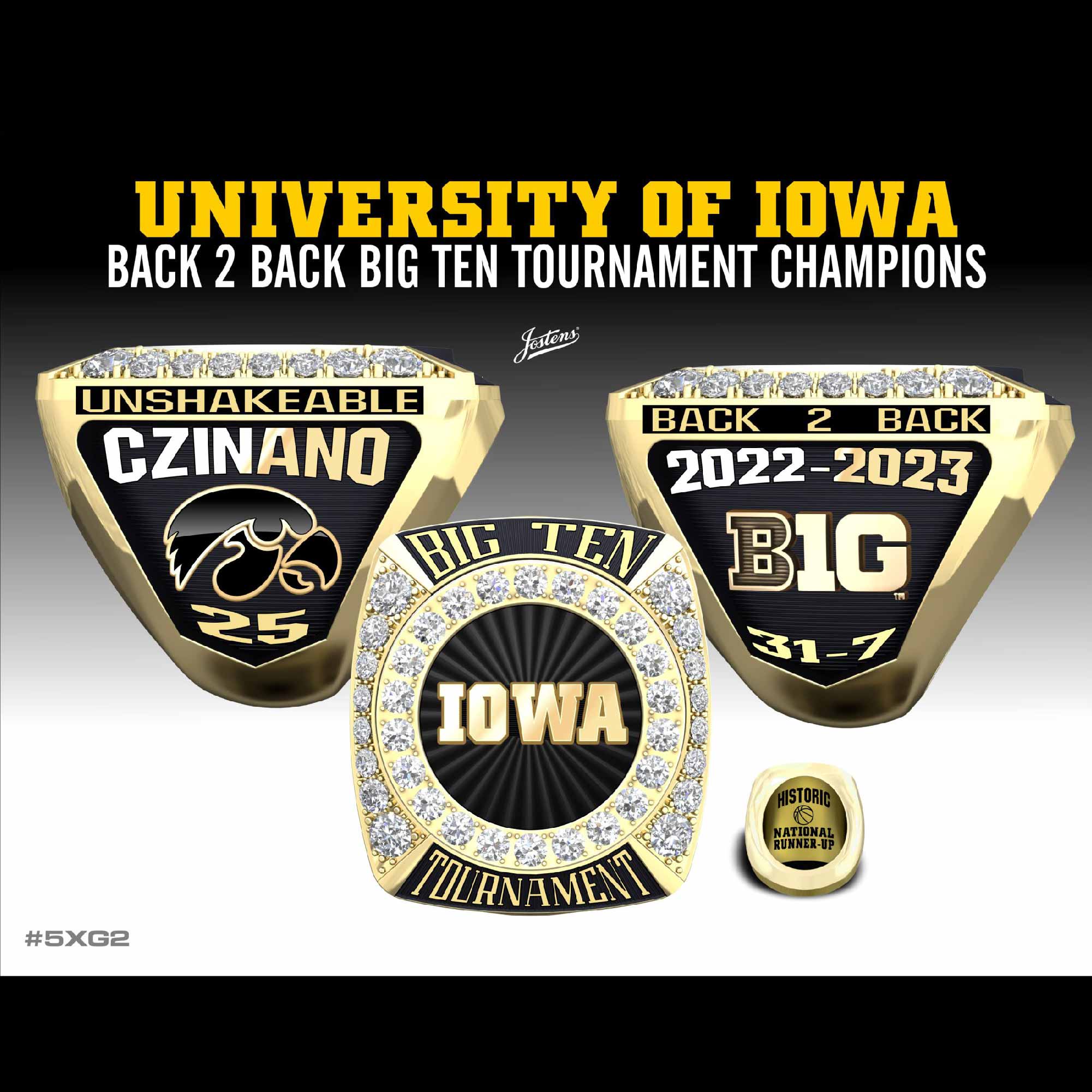 University of Iowa Women's Basketball 2023 Big Ten Championship Ring