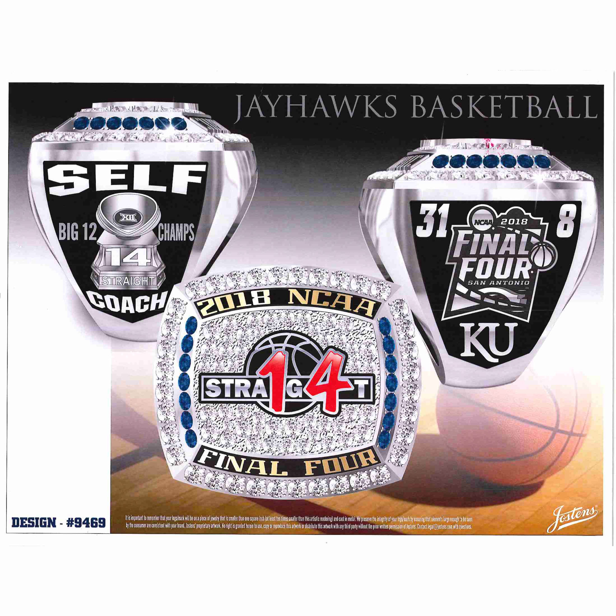 University of Kansas Men's Basketball 2018 Final Four Championship Ring