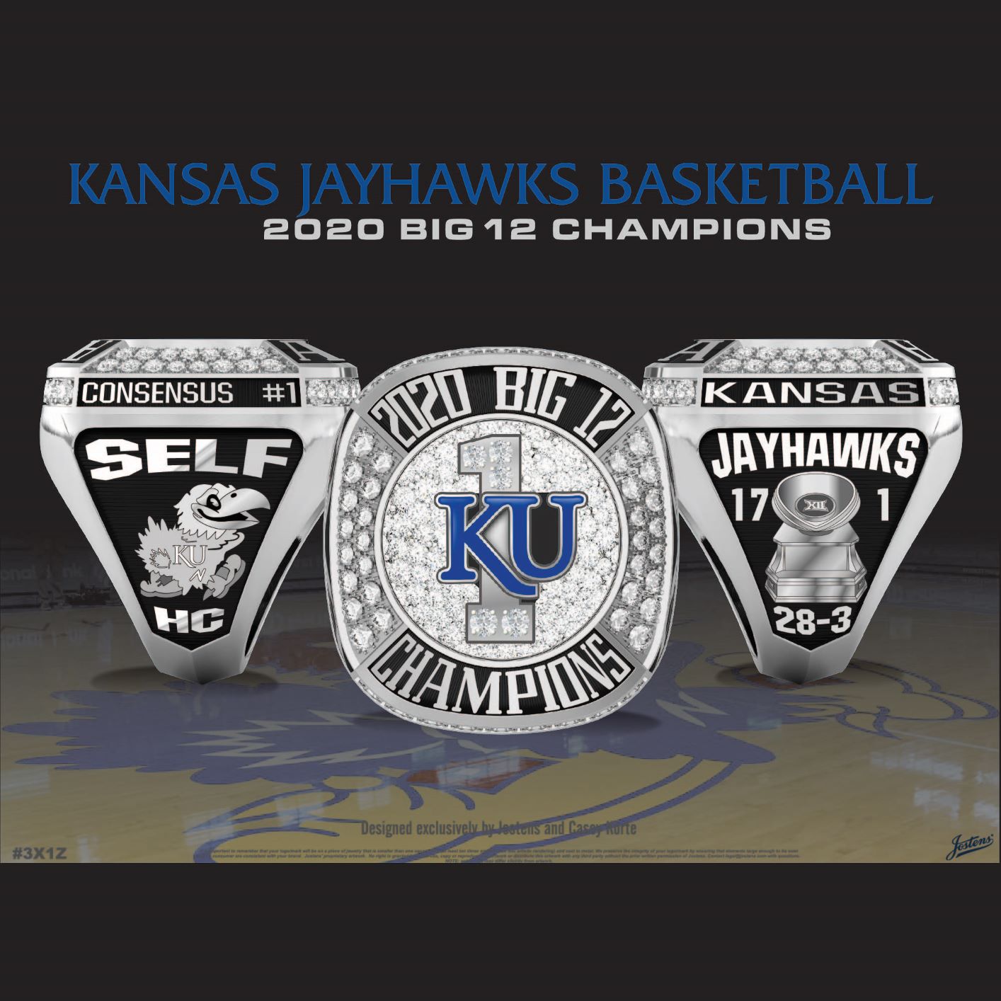 University of Kansas Men's Basketball 2020 Big 12 Championship Ring