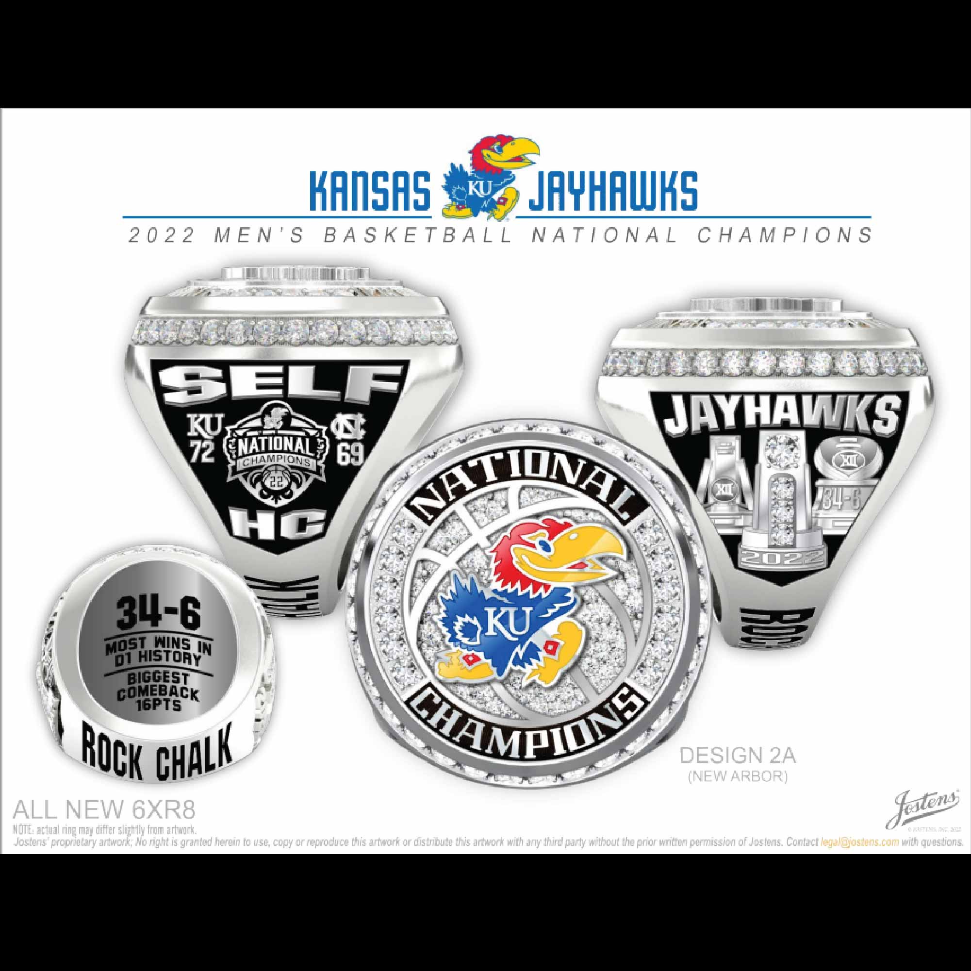 University of Kansas Men's Basketball 2022 National Championship Ring