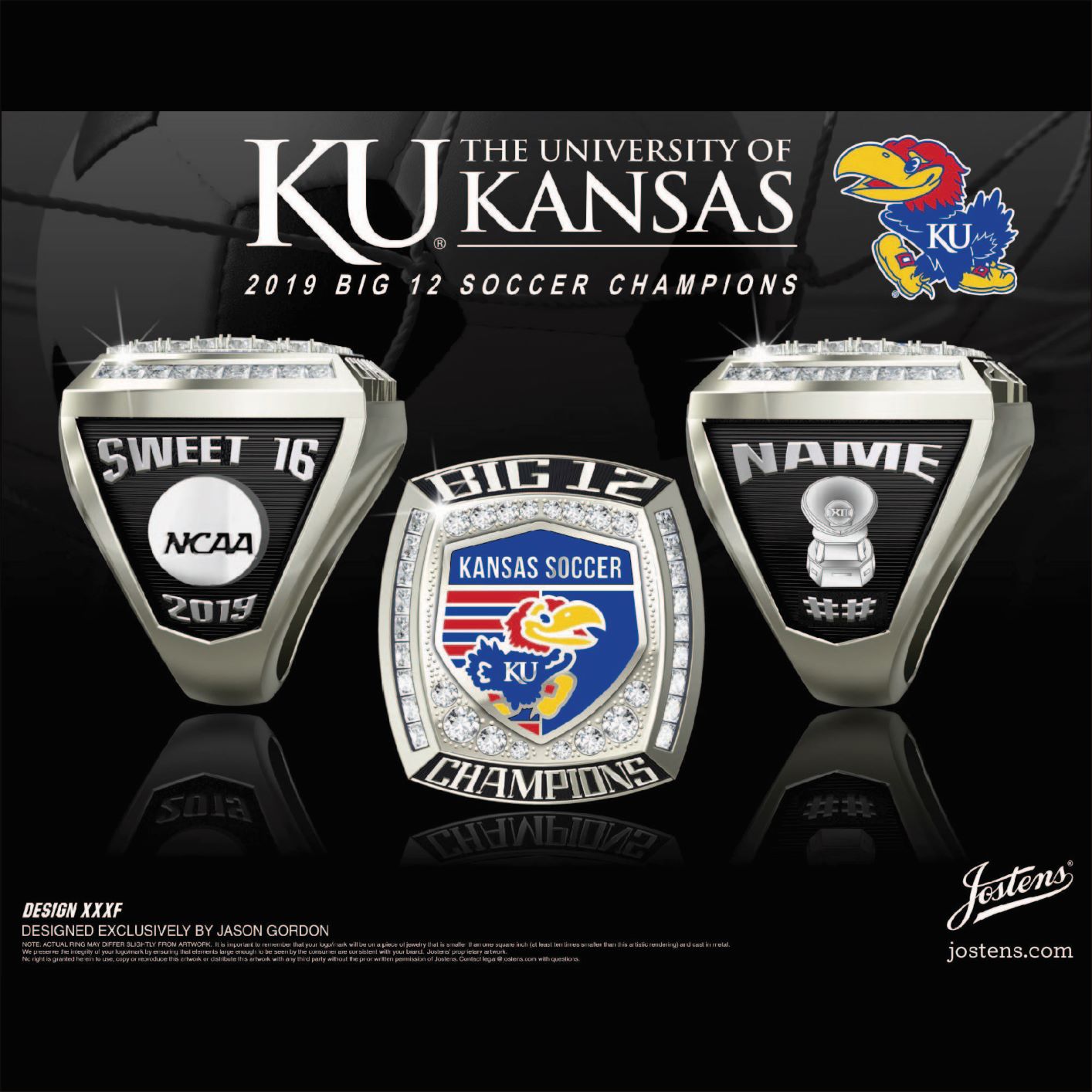 University of Kansas Women's Soccer 2019 Big 12 Championship Ring