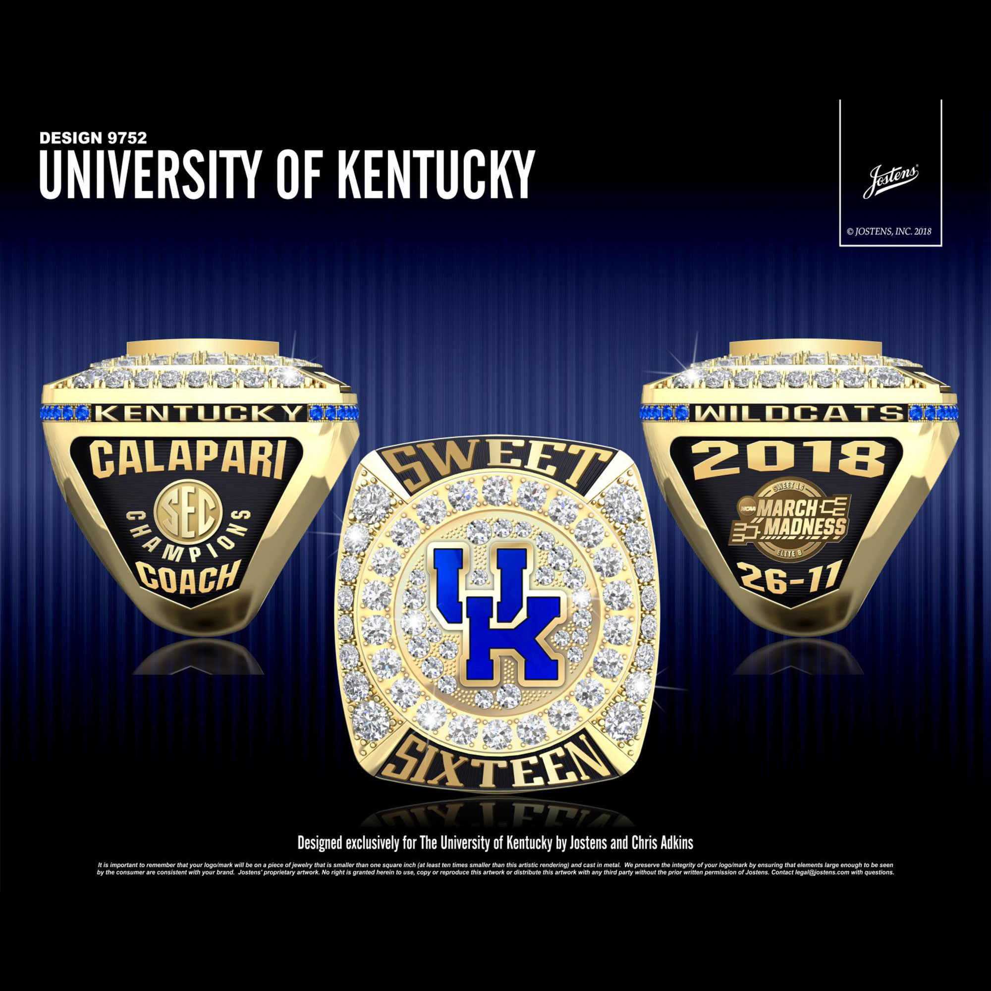 University of Kentucky Men's Basketball 2018 SEC Championship Ring