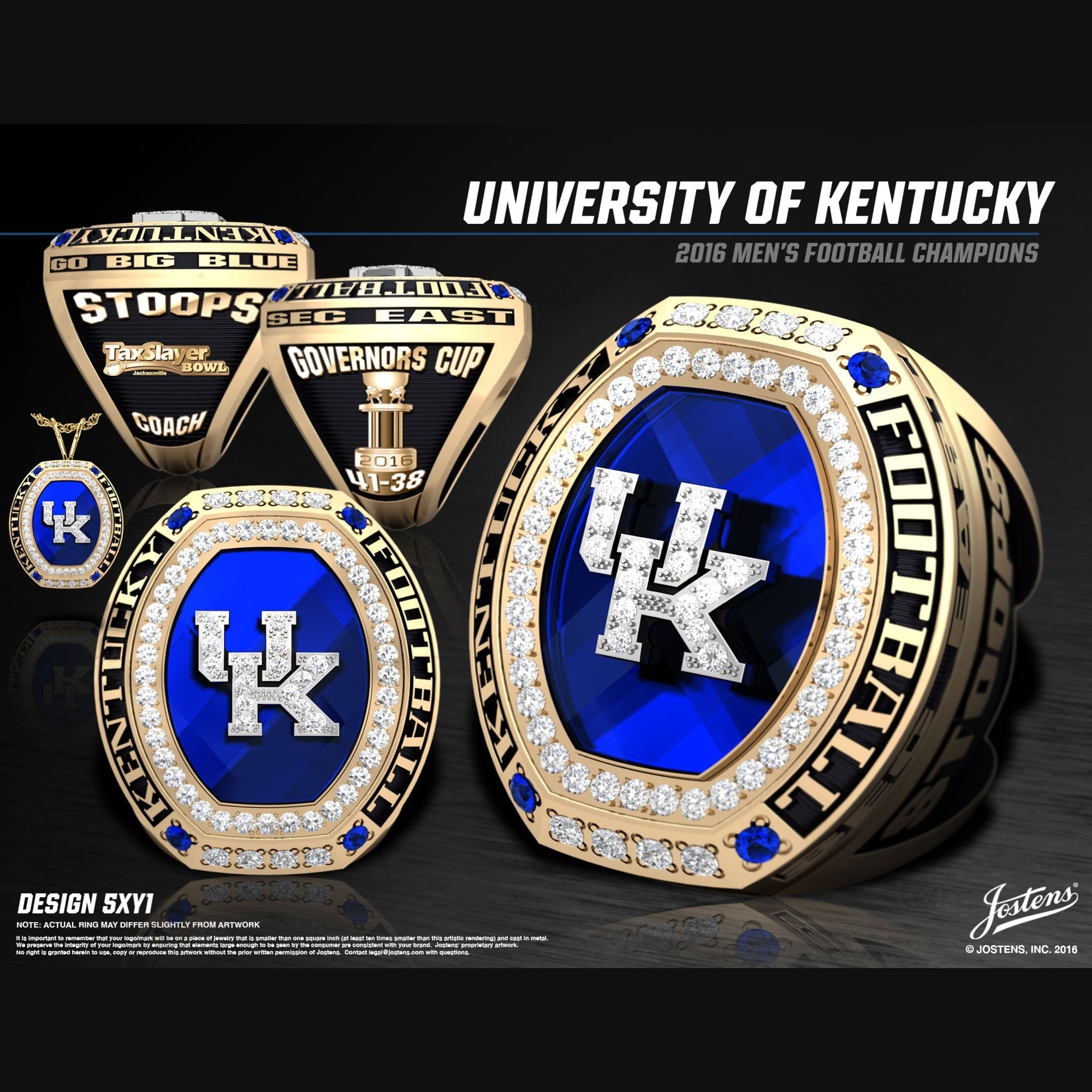 University of Kentucky Men's Football 2016 SEC East Championship Ring