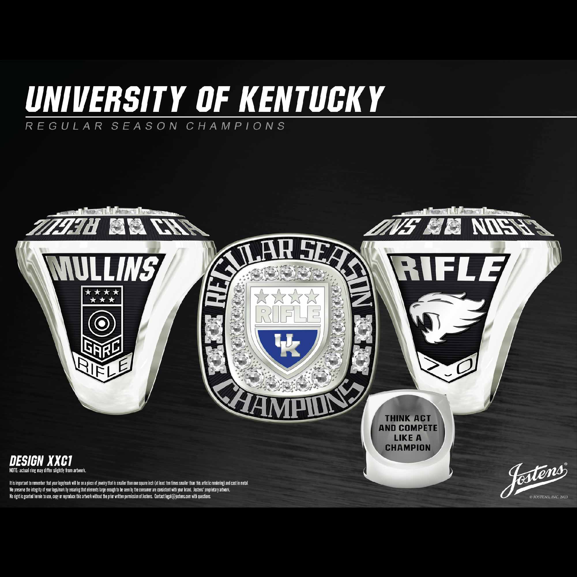 University of Kentucky Men's Rifle 2023 Regular Season Championship Ring