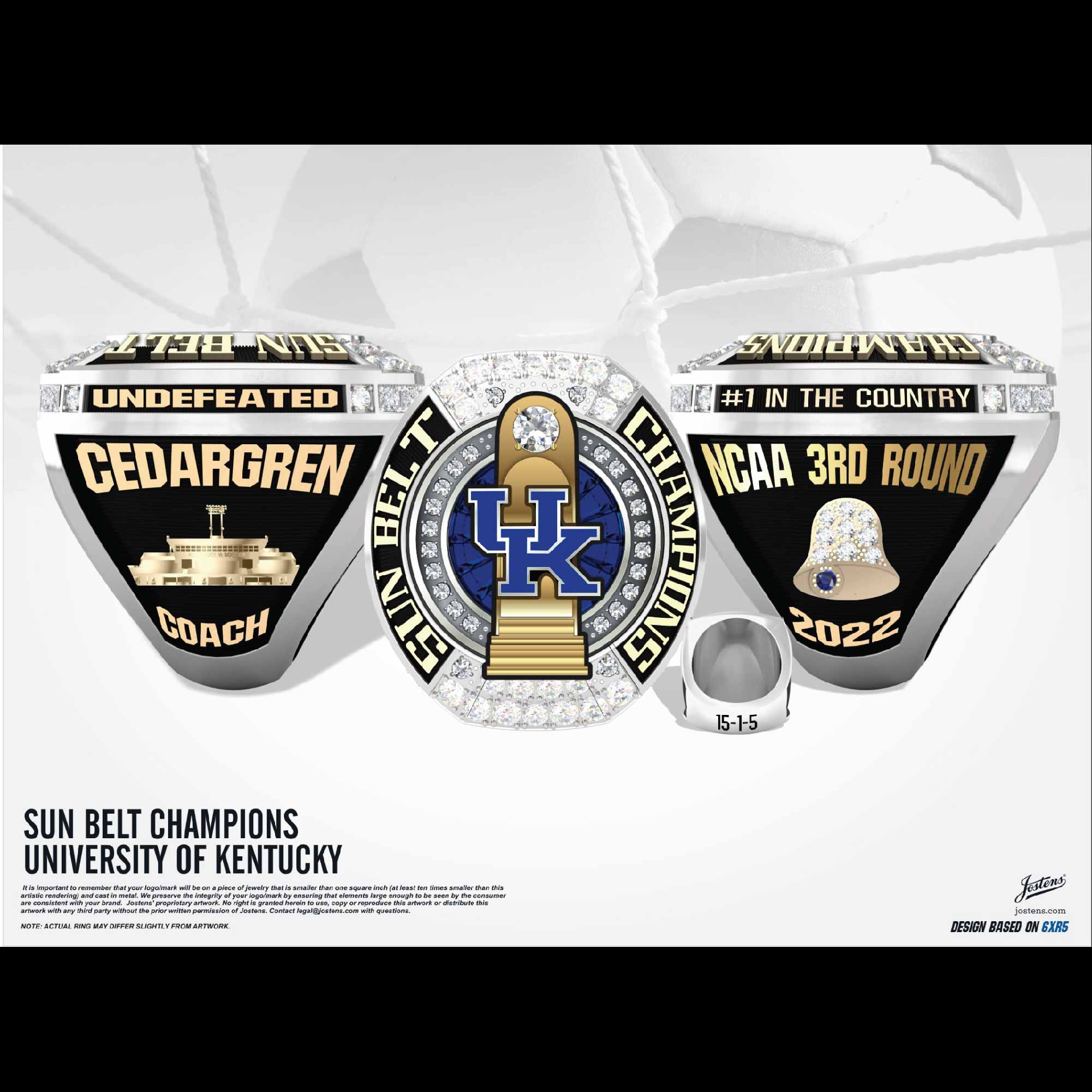 University of Kentucky Men's Soccer 2022 Sun Belt Championship Ring