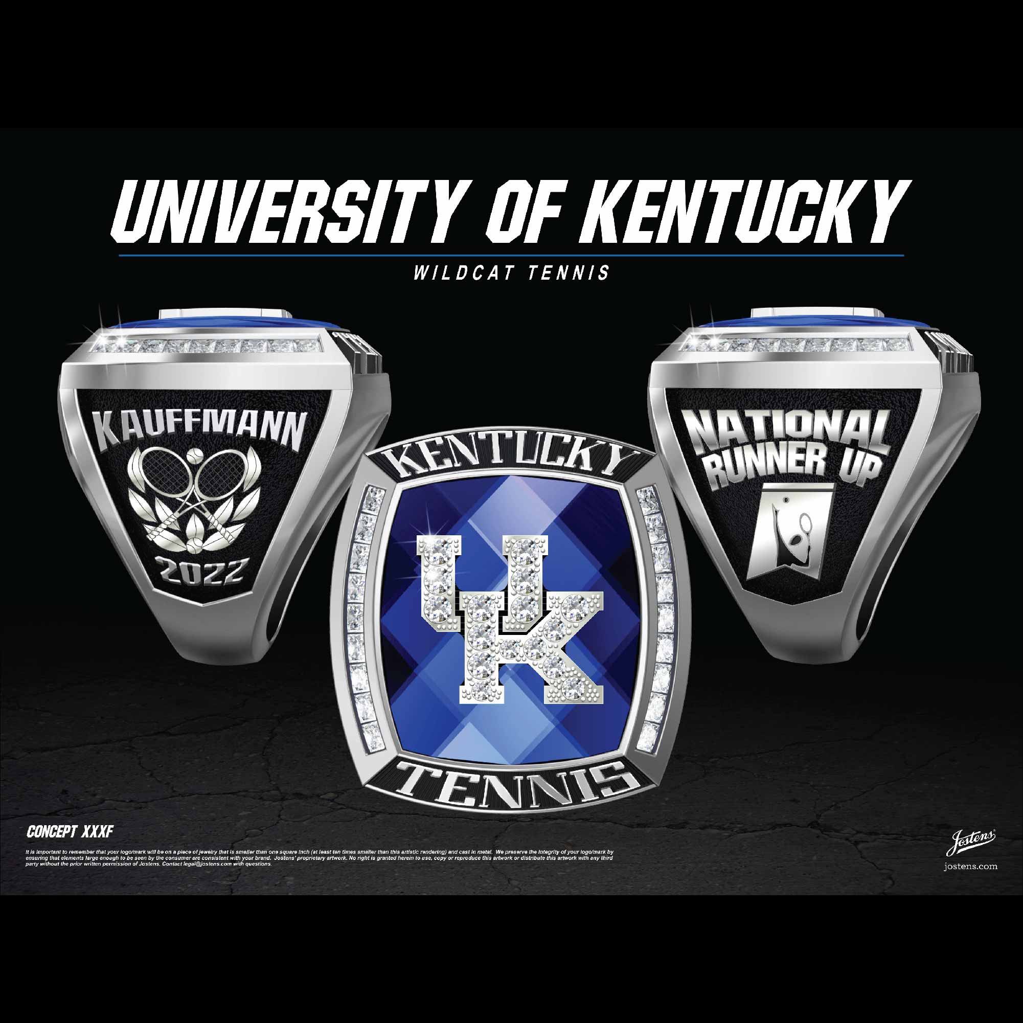 University of Kentucky Men's Tennis 2022 National Runner-Up Championship Ring