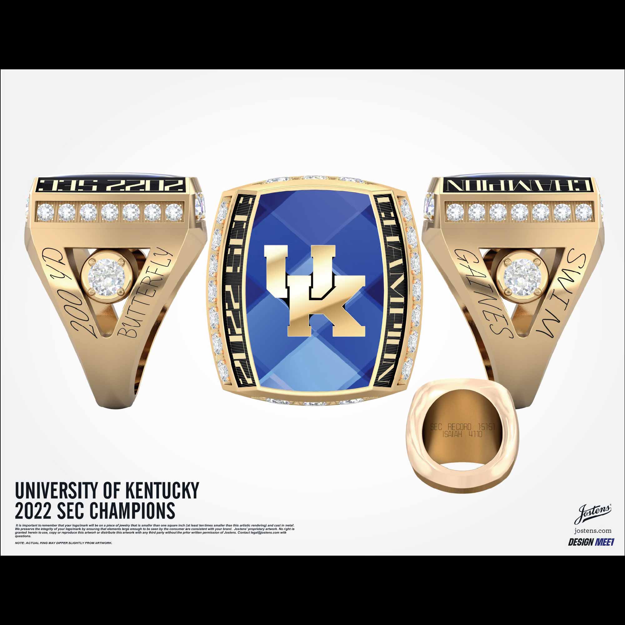 University of Kentucky Women's Swimming & Diving 2022 SEC Championship Ring