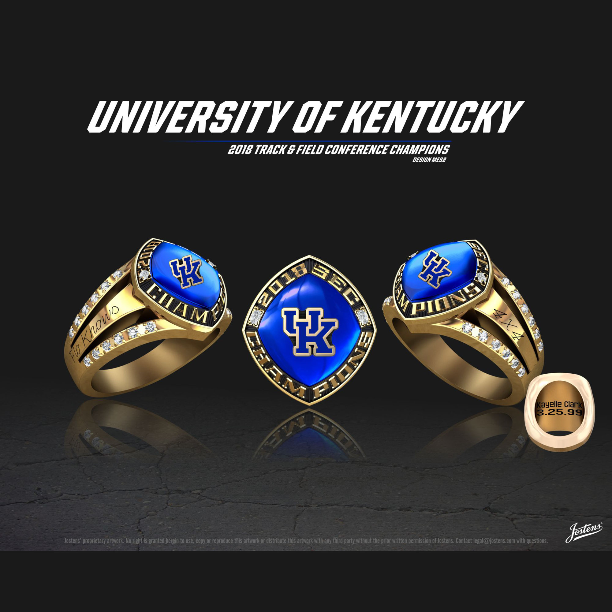 University of Kentucky Women's Track & Field 2018 SEC Championship Ring
