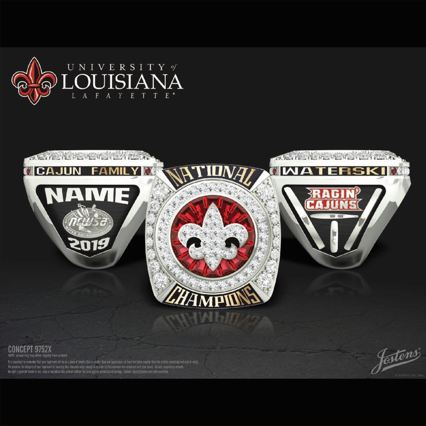 University of Louisiana Coed Waterski 2019 National Championship Ring