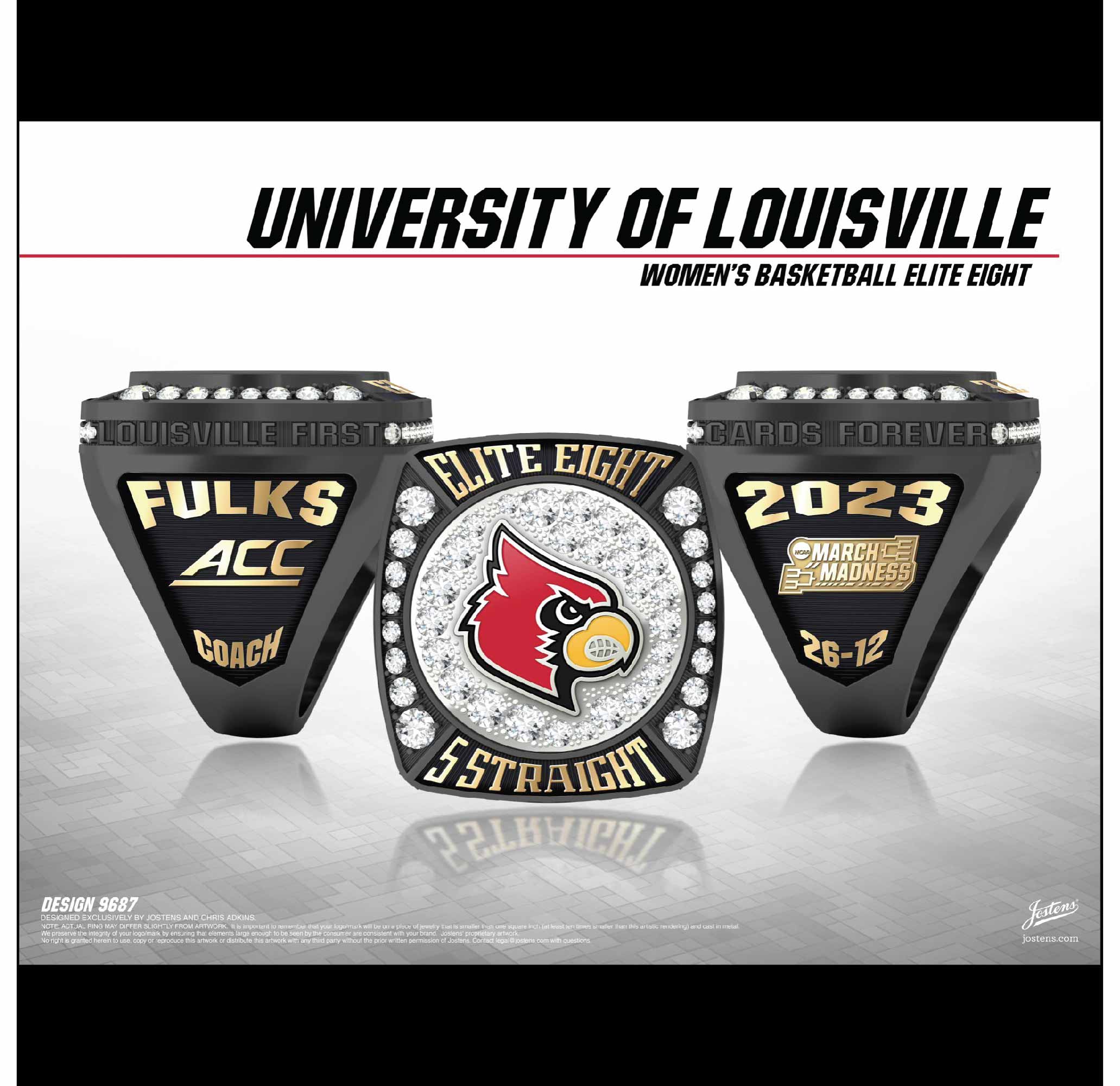 University of Louisville Women's Basketball 2023 Elite Eight Championship Ring