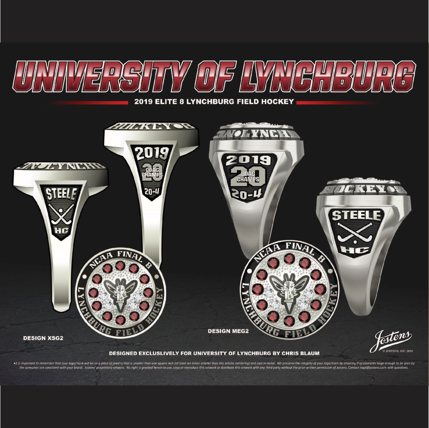 University of Lynchburg Women's Field Hockey 2019 Final 8 Championship Ring