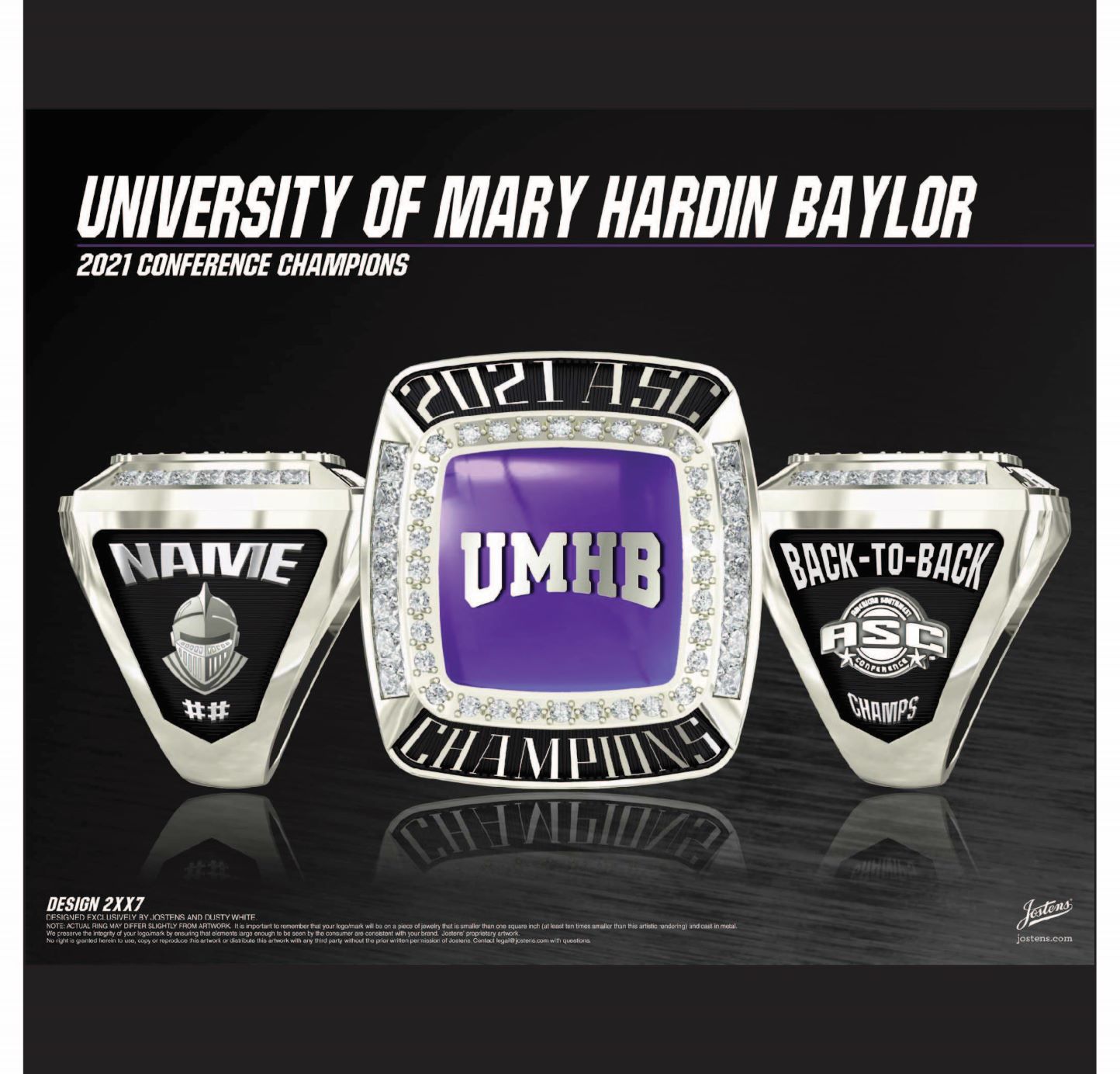 University of Mary Hardin Baylor Women's Basketball 2021 ASC Championship Ring