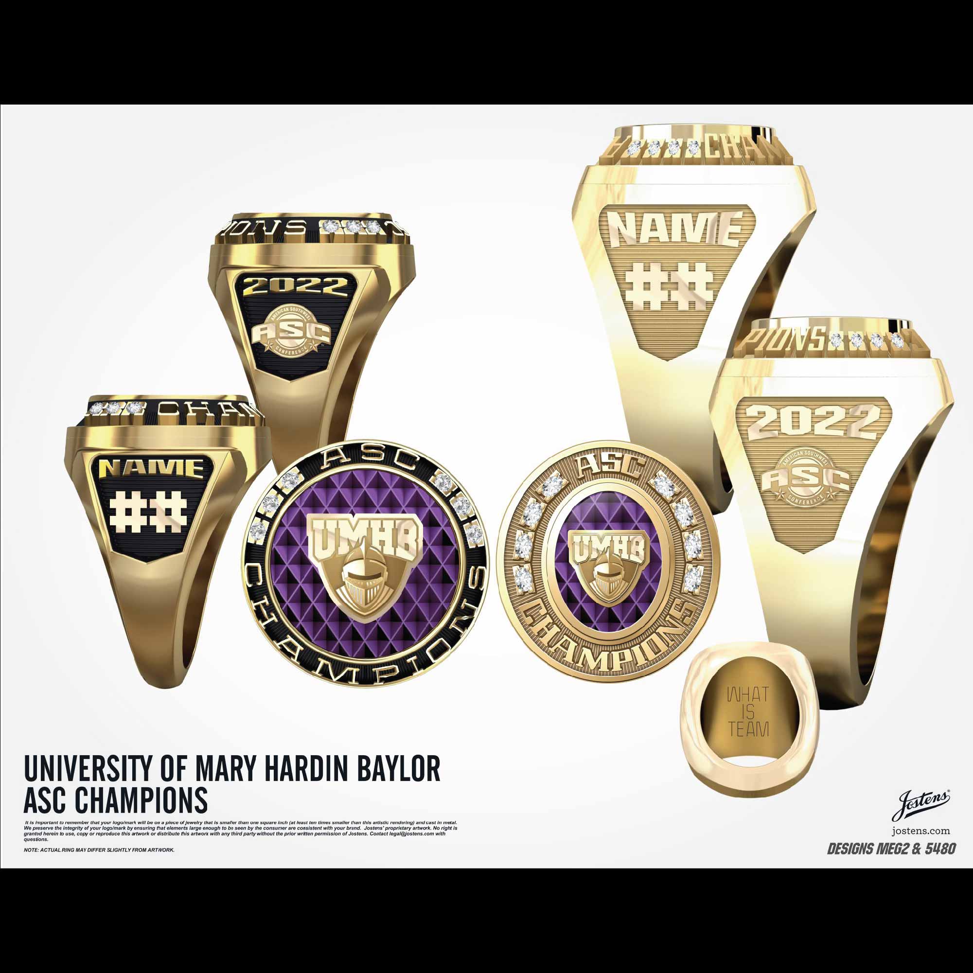 University of Mary Hardin Baylor Women's Soccer 2022 ASC Championship Ring
