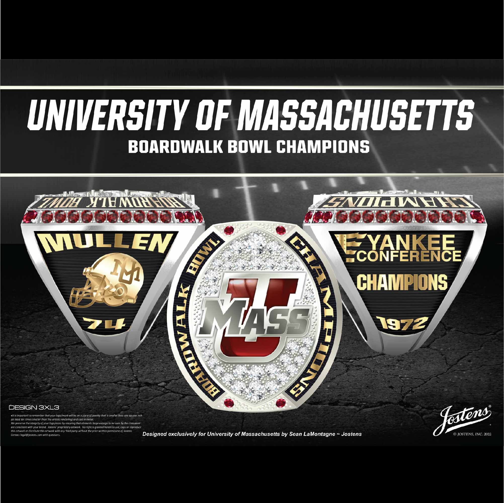 University of Massachusetts Men's Football 1972 Boardwalk Bowl Championship Ring