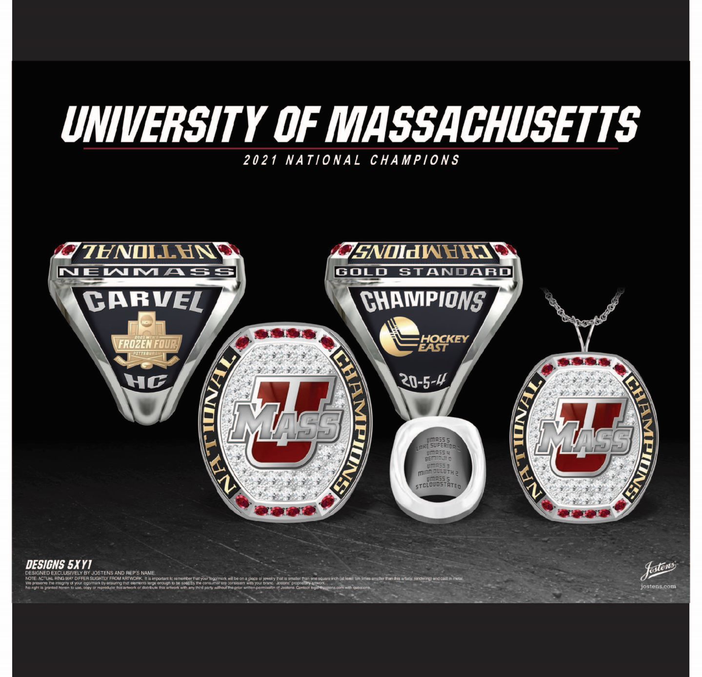 University of Massachusetts Men's Hockey 2021 National Championship Ring