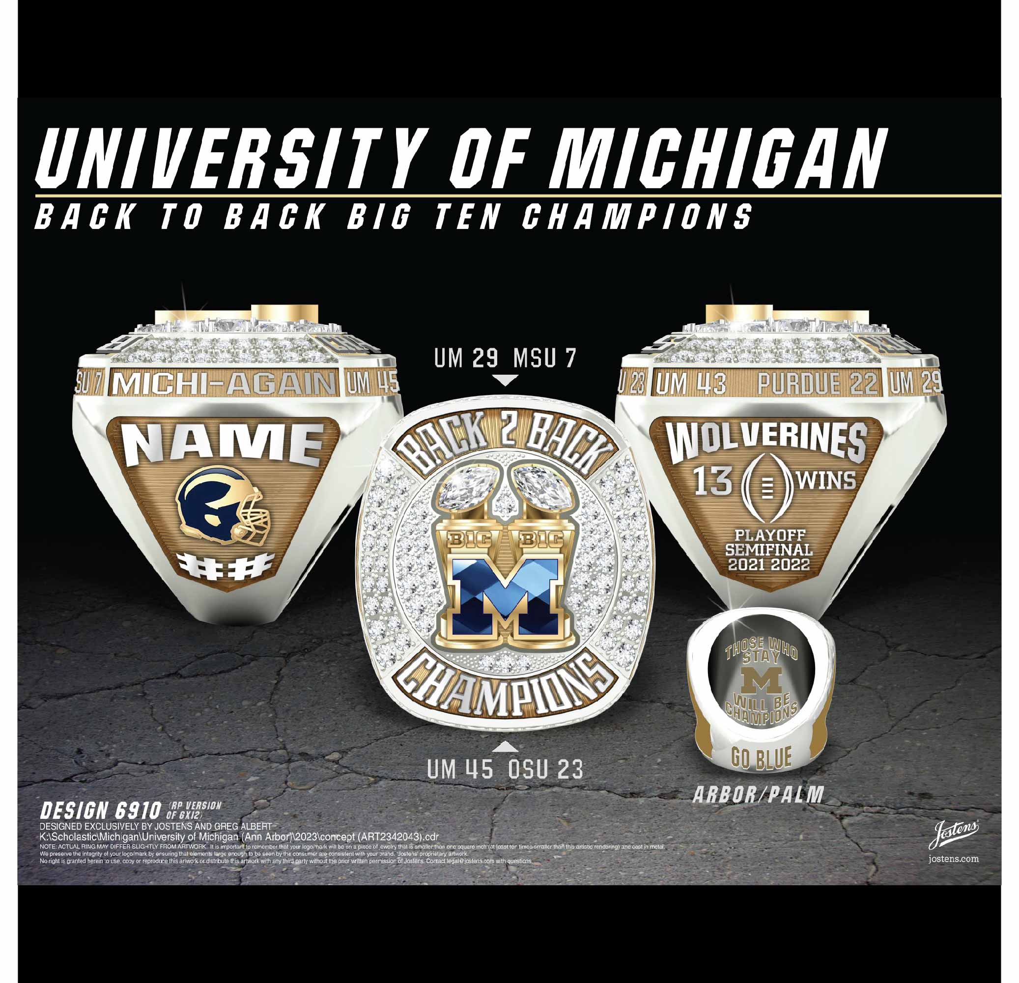 University of Michigan Football 2022 Big Ten Championship Ring