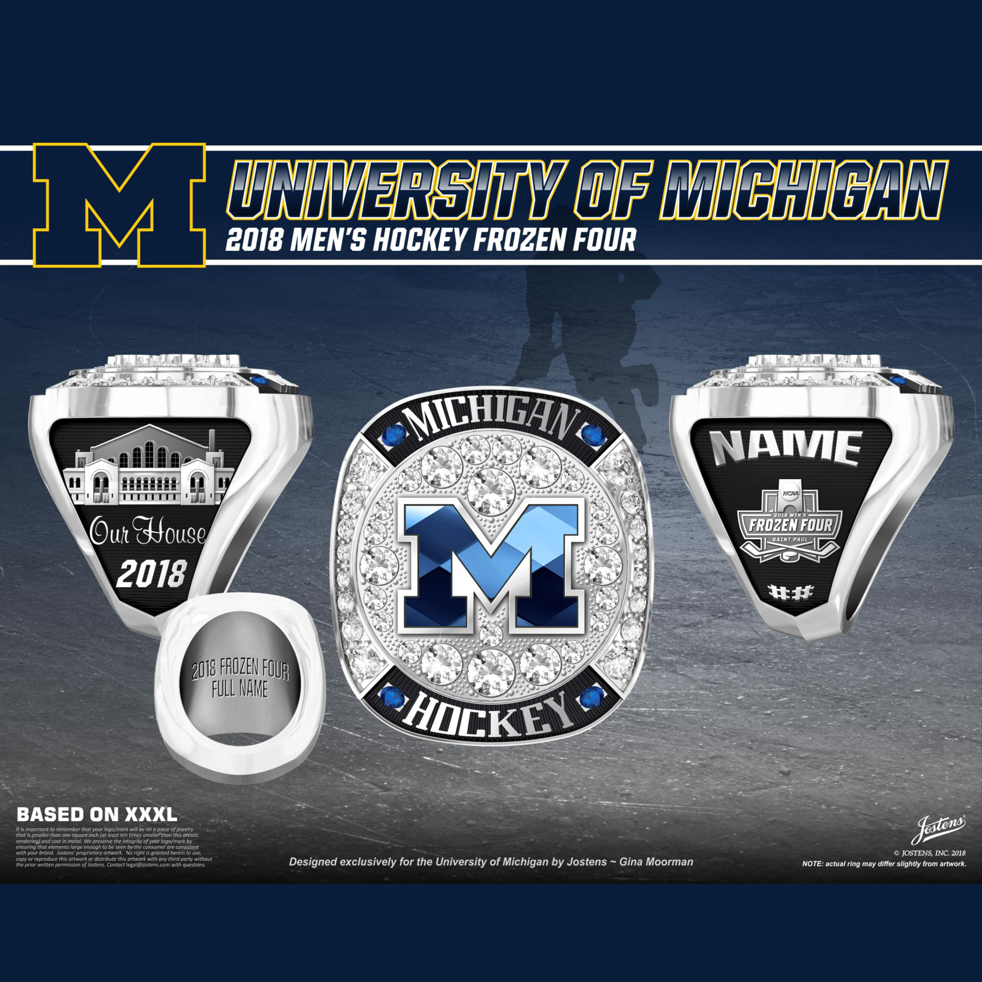 University of Michigan Men's Ice Hockey 2018 Frozen Four Championship Ring