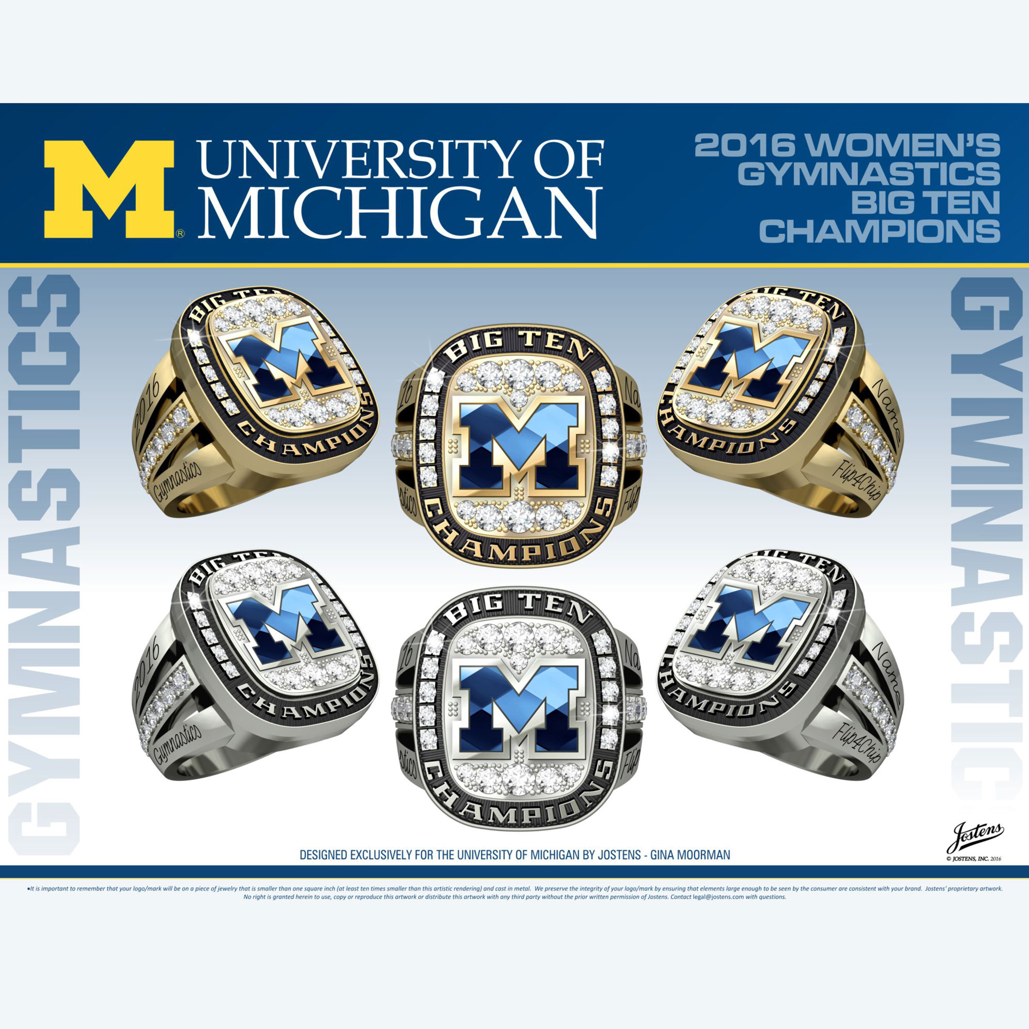 University of Michigan Women's Gymnastics 2016 Big Ten Championship Ring