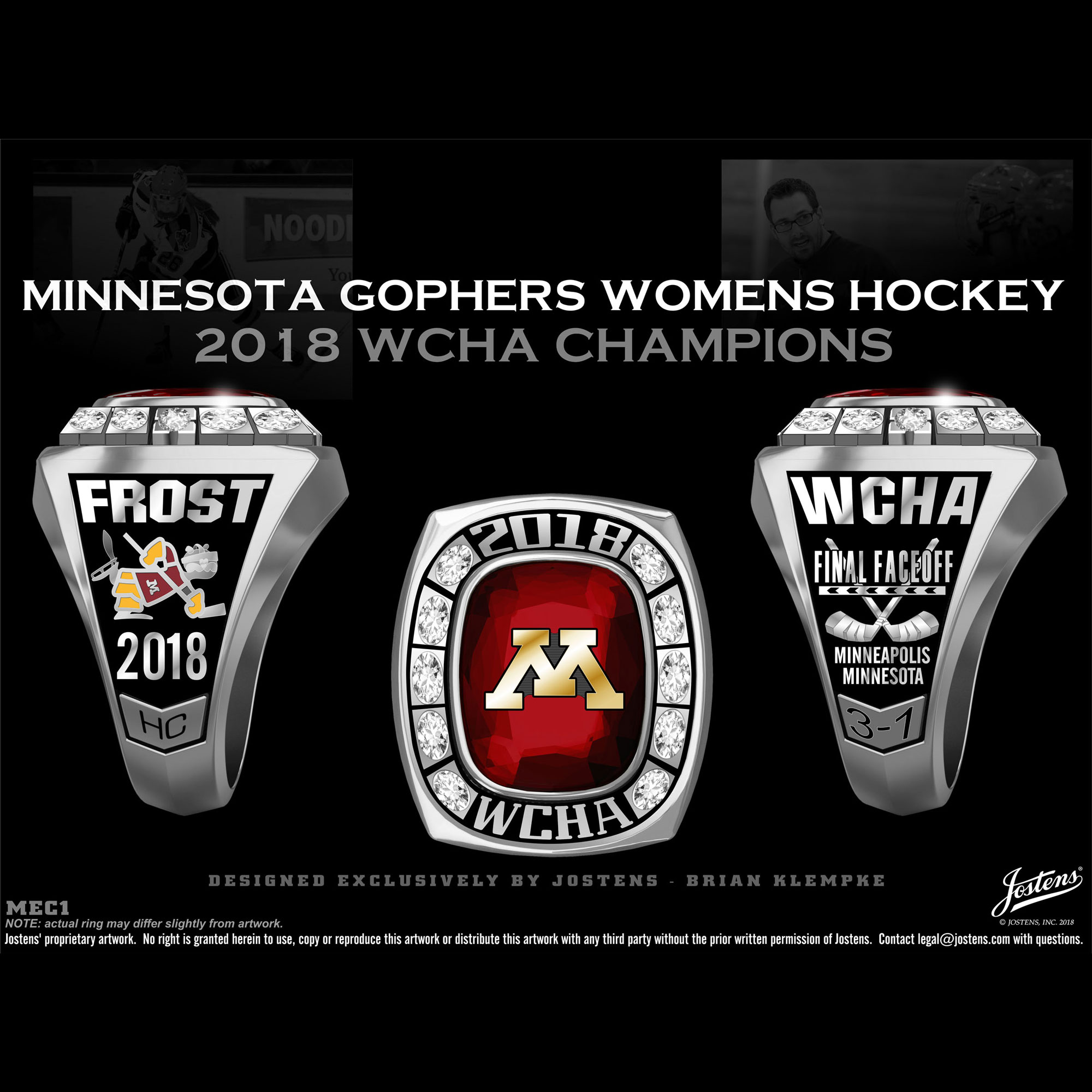 University of Minnesota Women's Ice Hockey 2018 WCHA Championship Ring