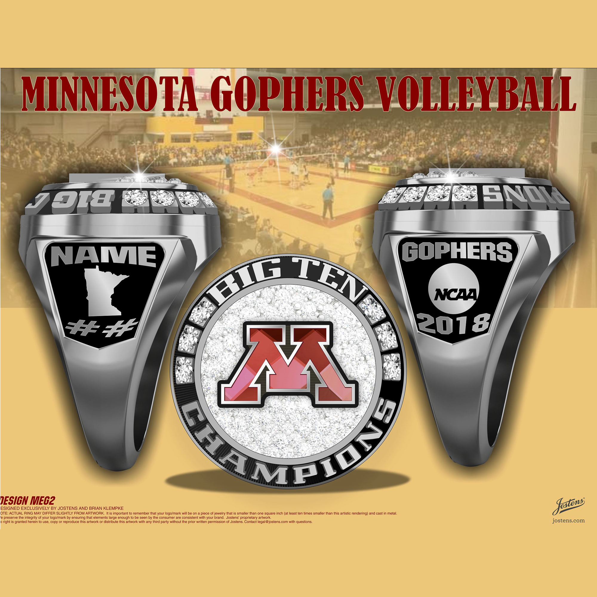 University of Minnesota Women's Volleyball 2018 Big Ten Championship Ring
