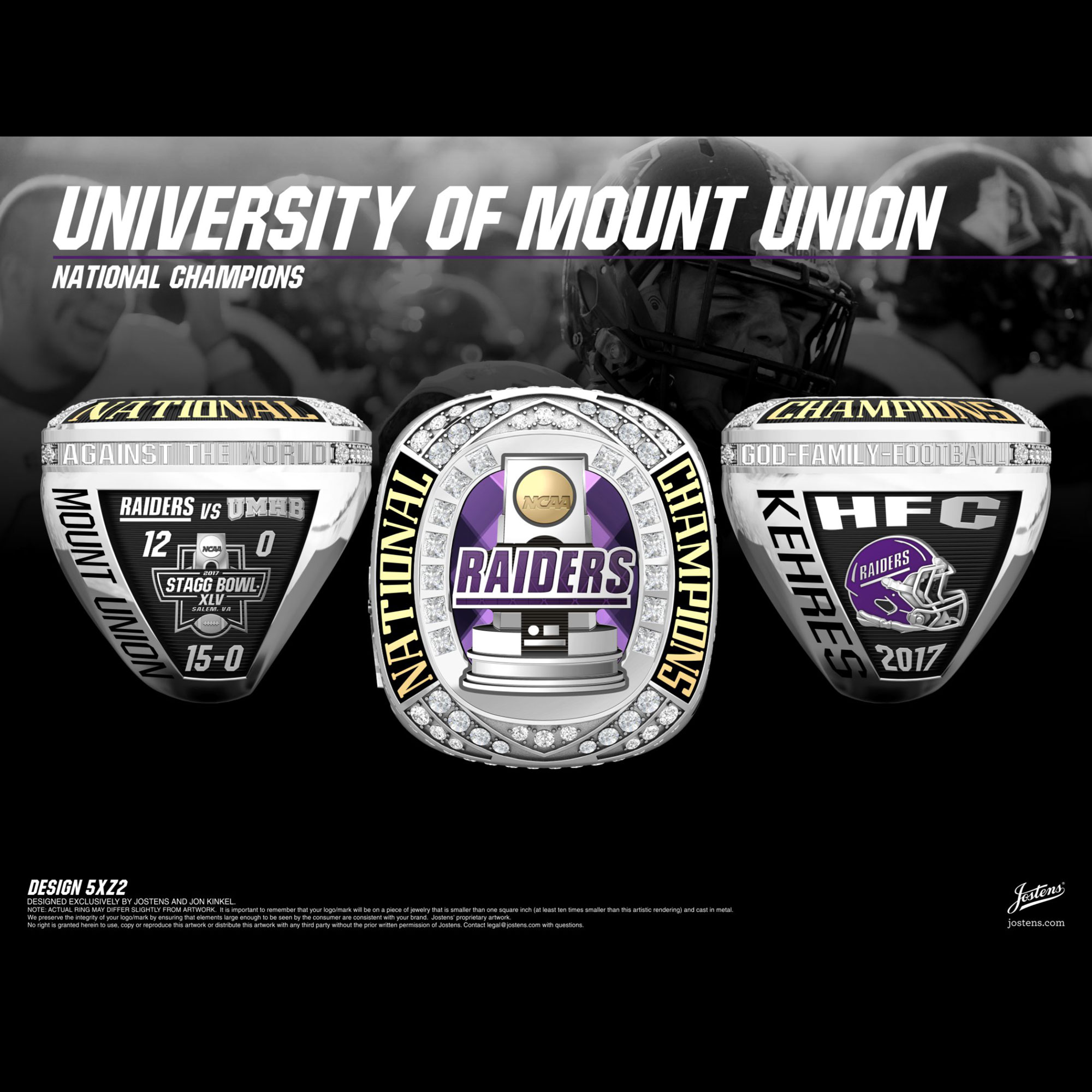 University of Mount Union Men's Football 2017 National Championship Ring