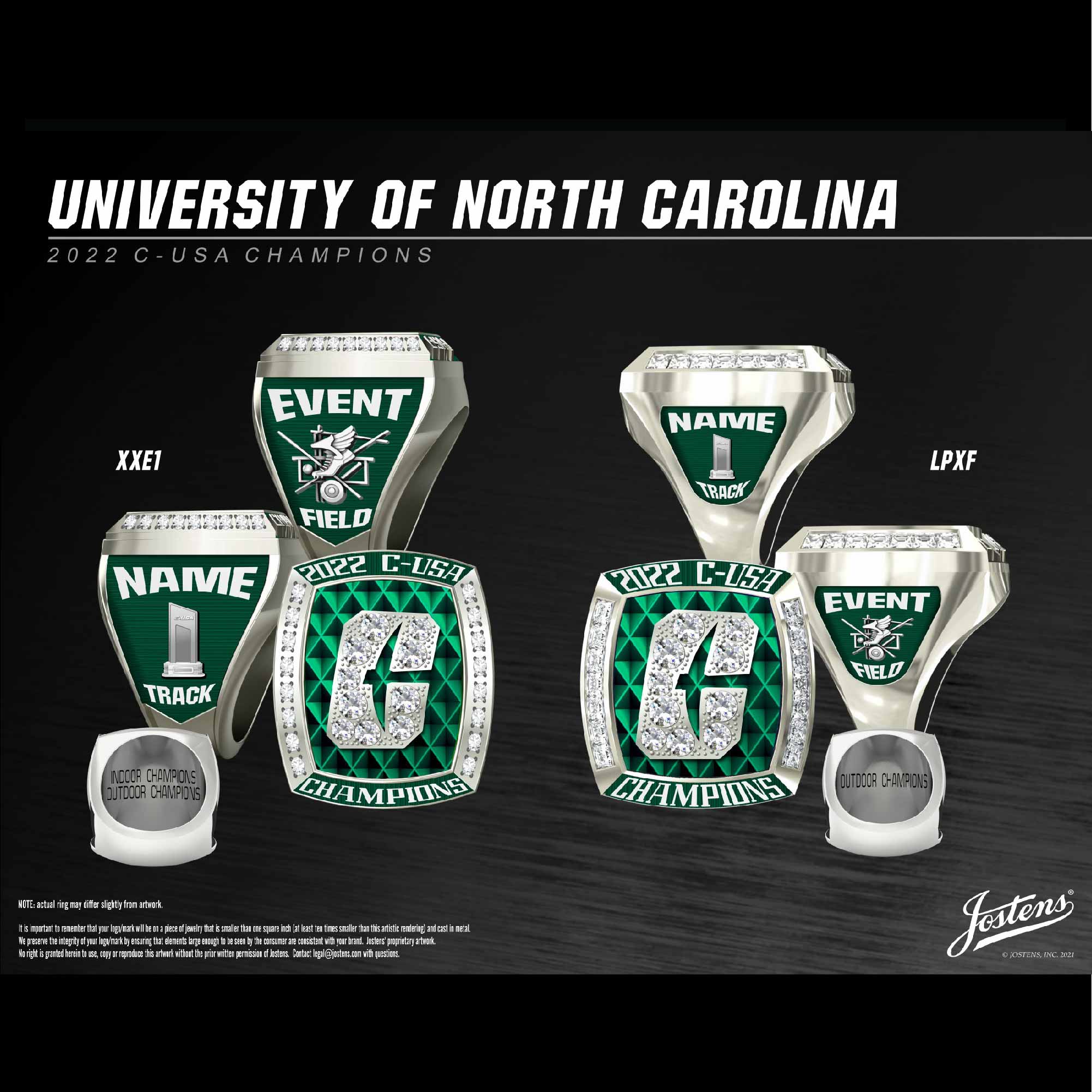 University of North Carolina Charlotte Women's Track & Field 2022 C-USA Championship Ring