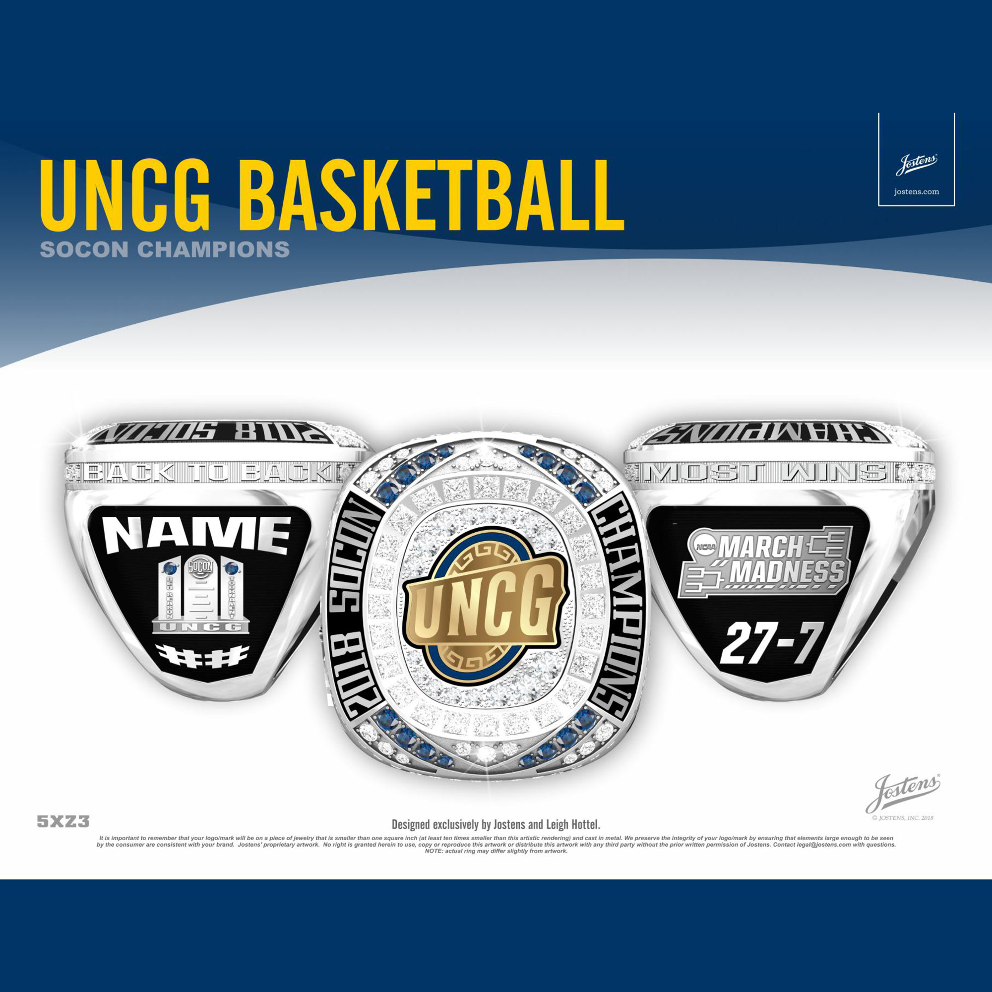 University of North Carolina Greensboro Men's Basketball 2018 SoCon Championship Ring