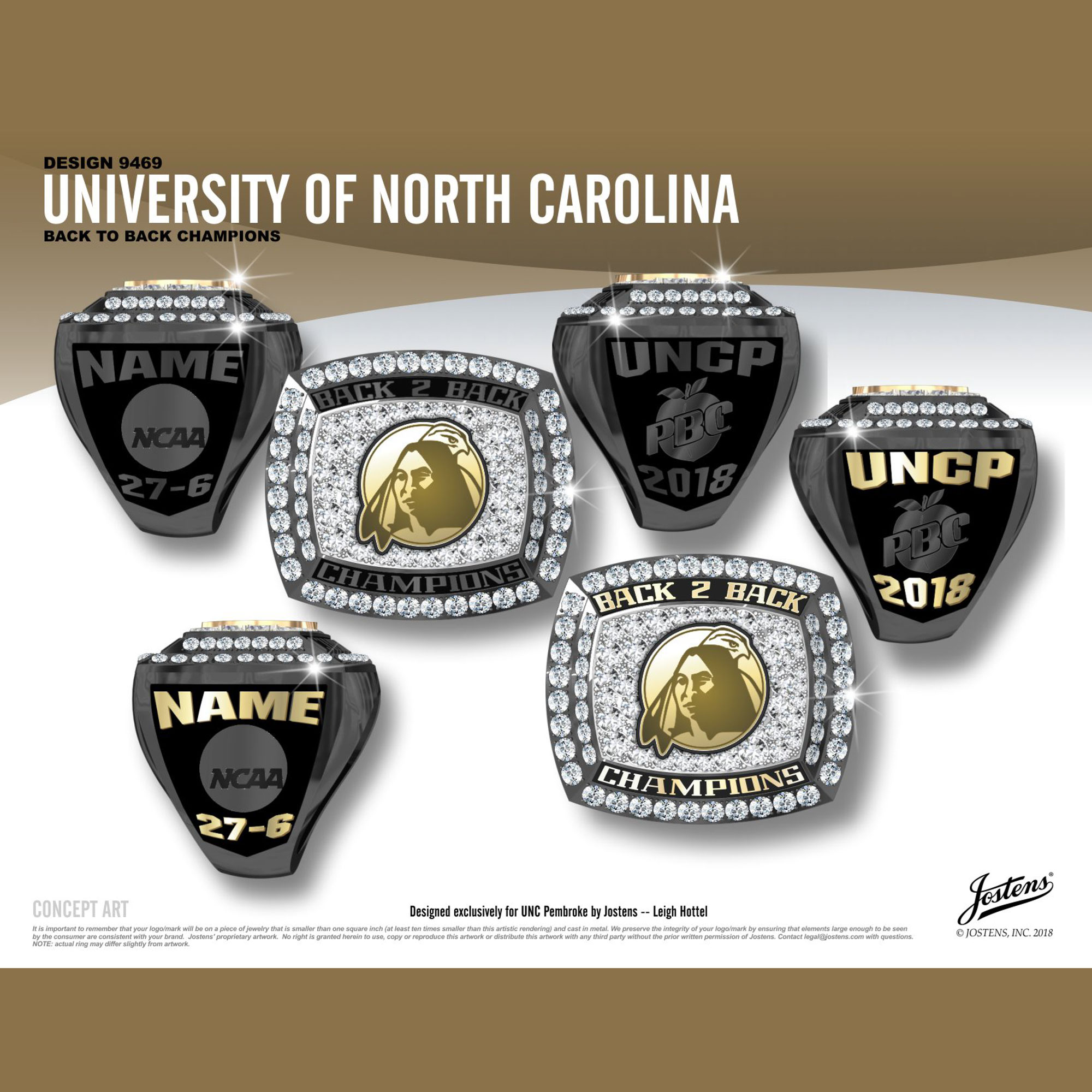 University of North Carolina Pembroke Men's Basketball 2018 Peach Belt Championship Ring