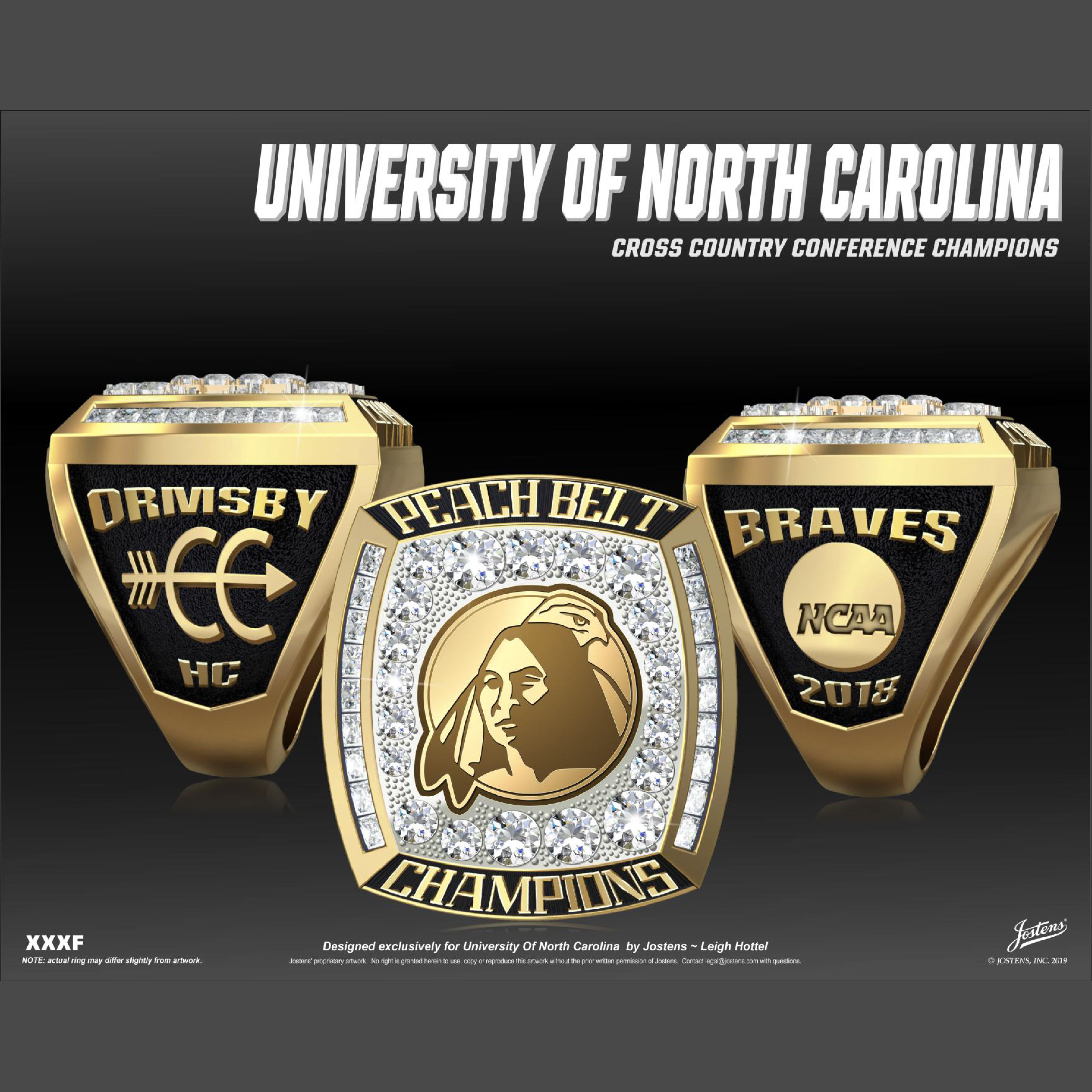 University of North Carolina Pembroke Men's Cross Country 2018 Peach Belt Championship Ring