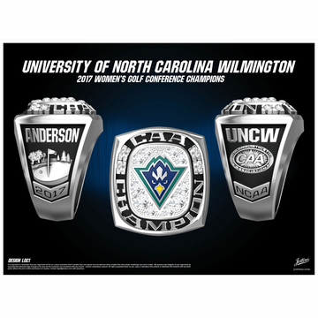 University of North Carolina Wilmington Women's Golf 2017 CAA Championship Ring