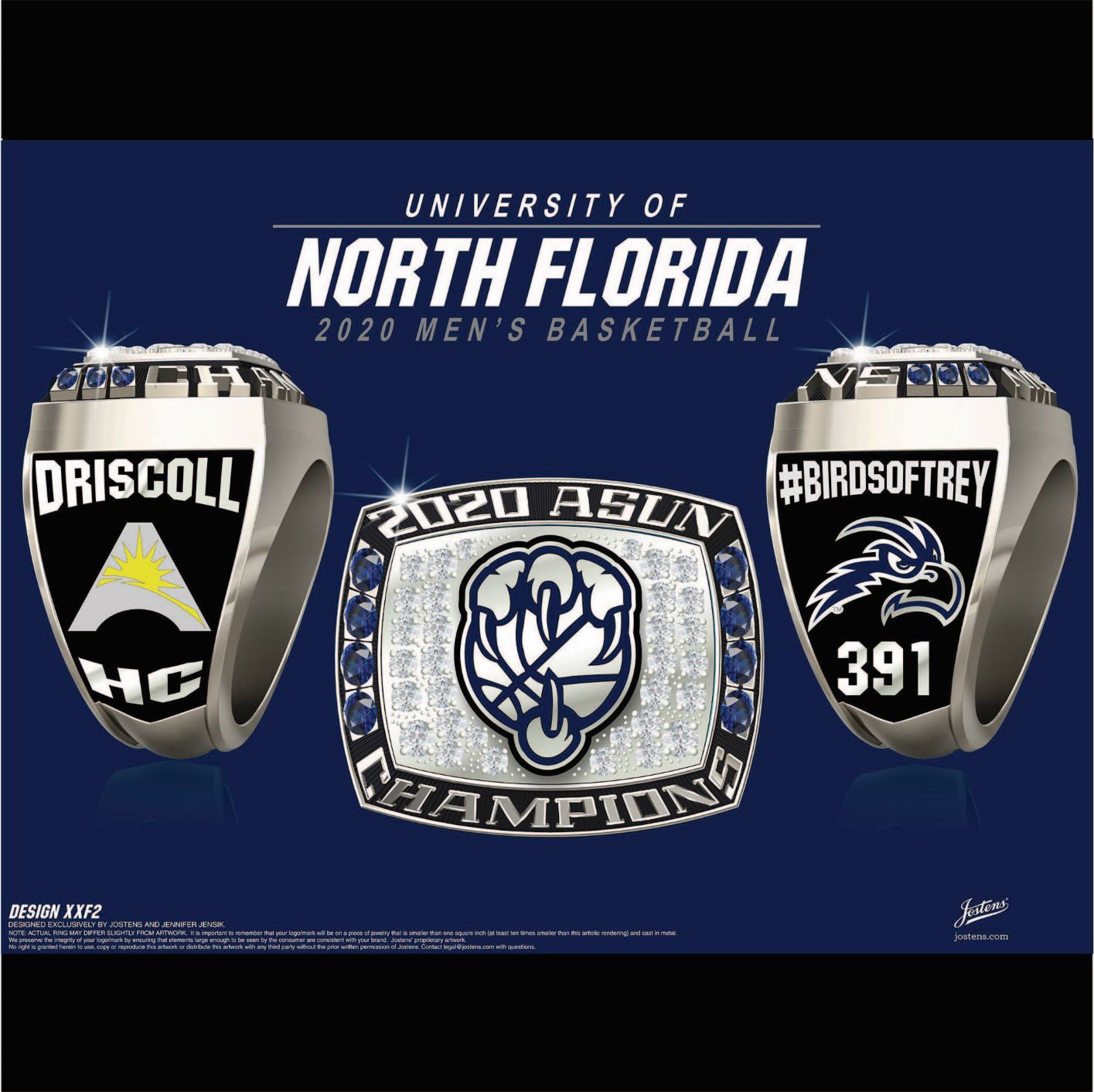 University of North Florida Men's Basketball 2019 ASUN Championship Ring