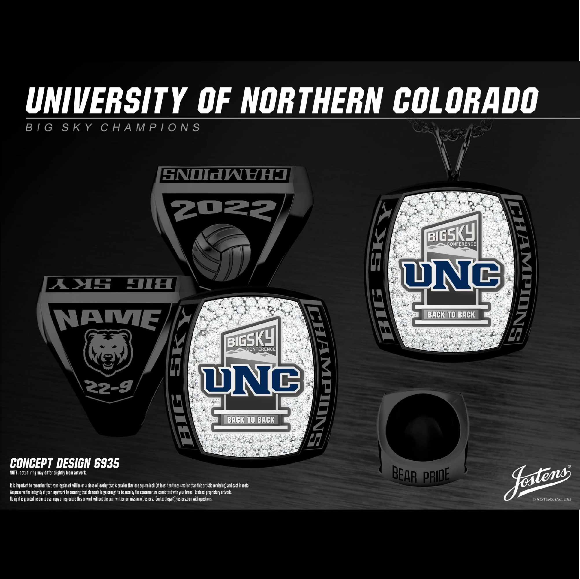 University of Northern Colorado Women's Volleyball 2022 Big Sky Championship Ring