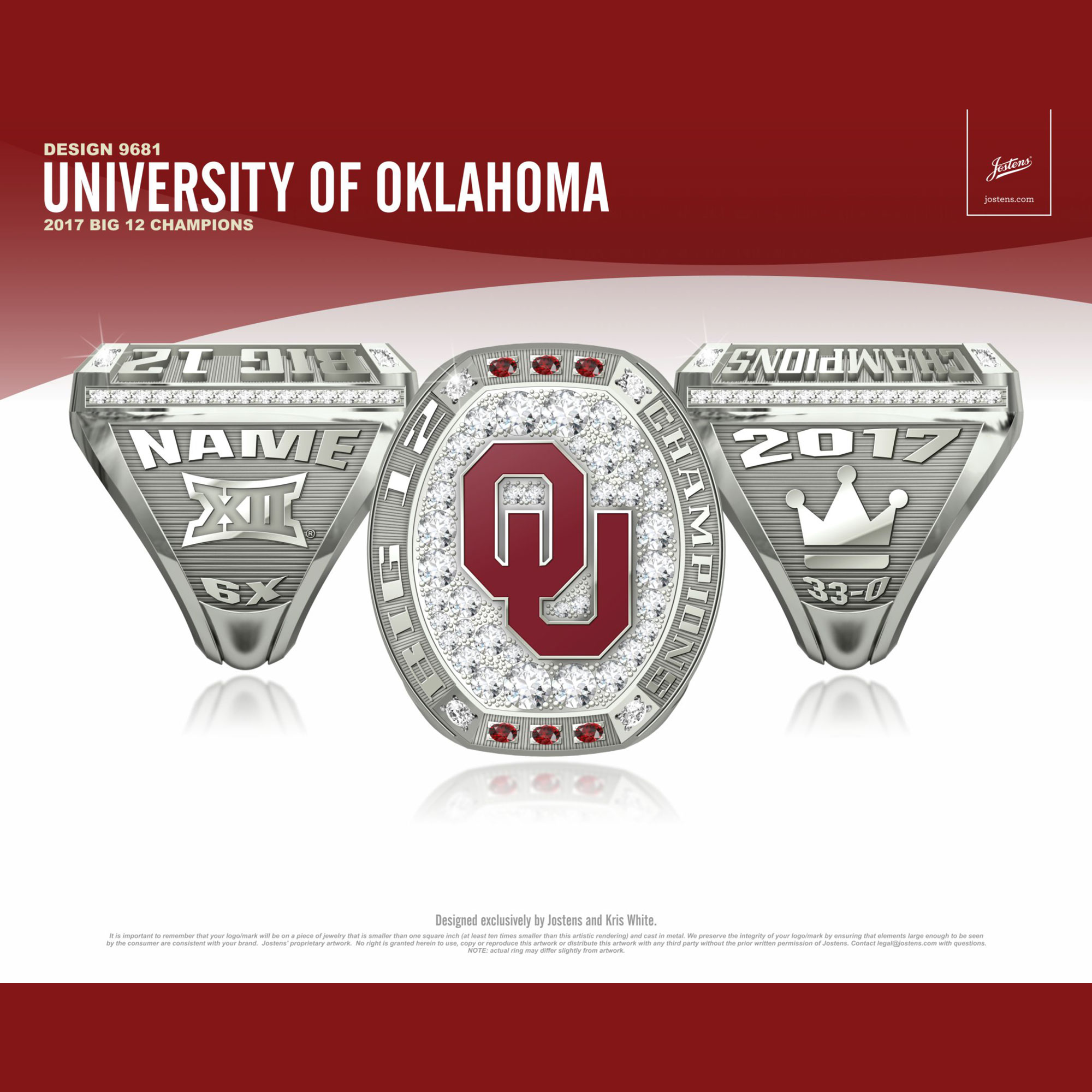 University of Oklahoma Men's Cross Country 2017 Big 12 Championship Ring