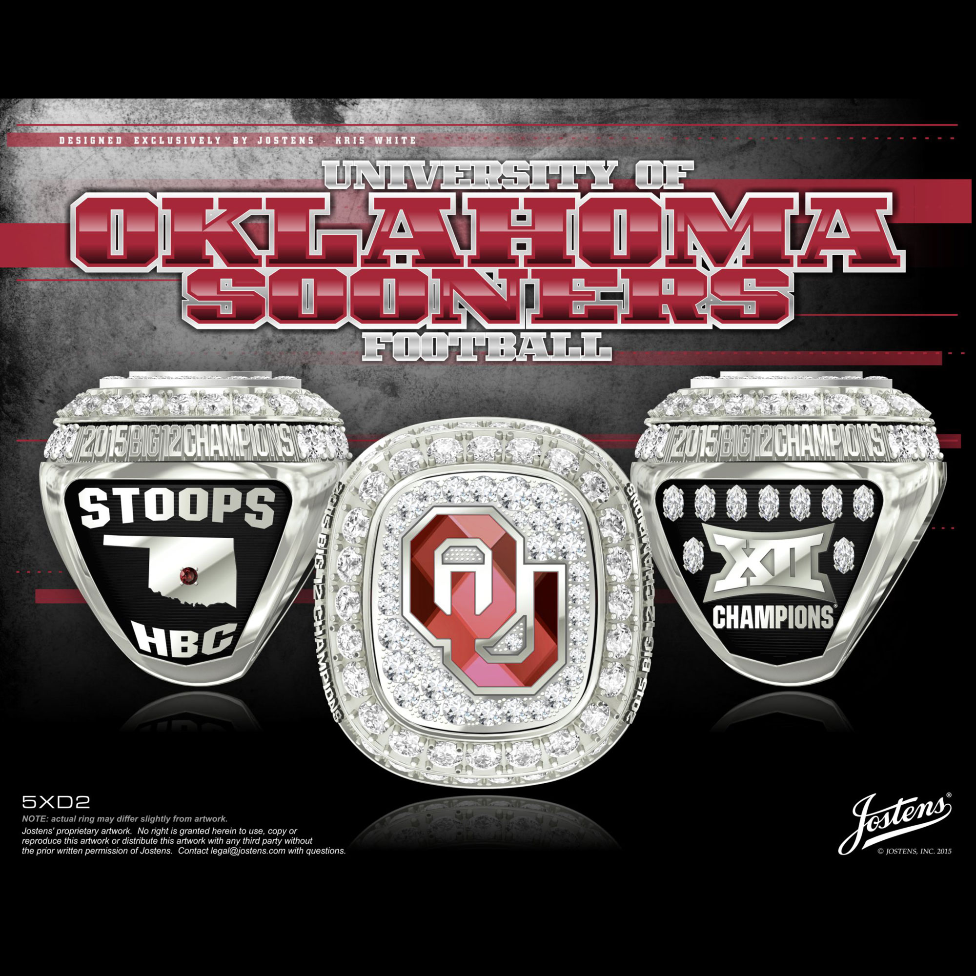 University of Oklahoma Men's Football 2015 Big 12 Championship Ring