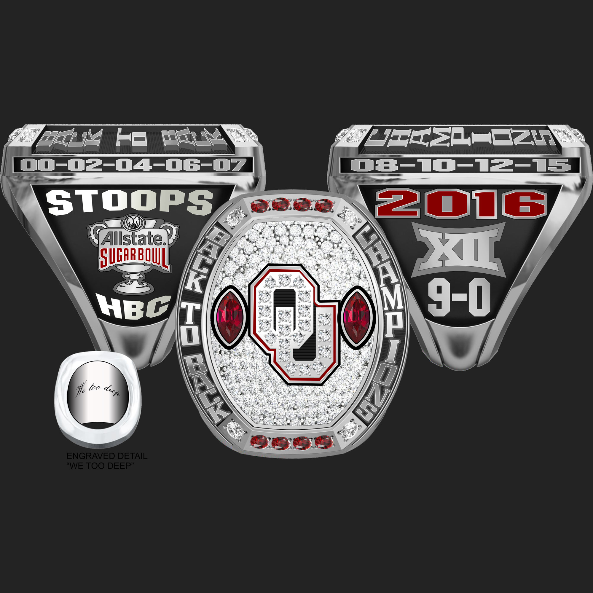 University of Oklahoma Men's Football 2016 Big 12 Championship Ring
