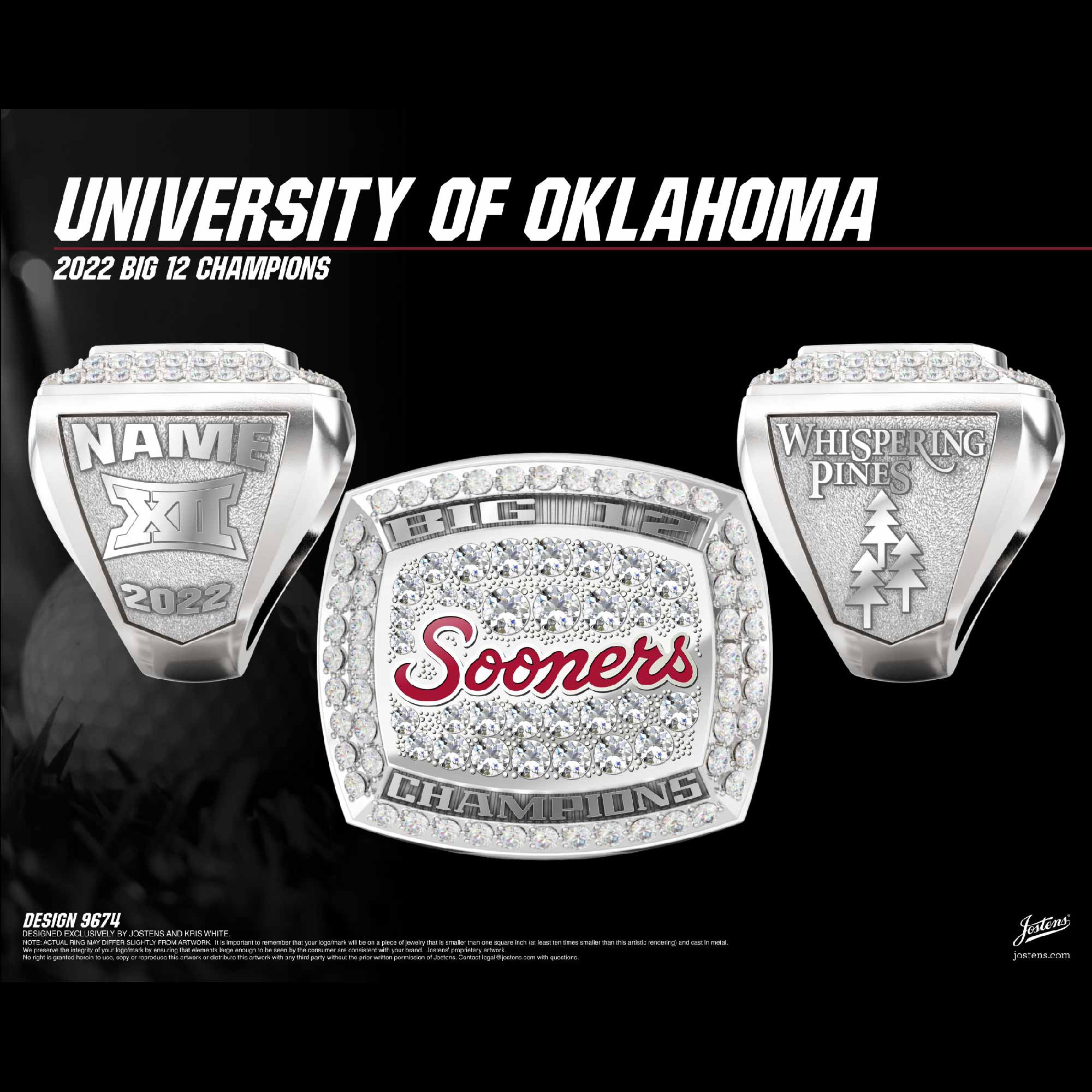 University of Oklahoma Men's Golf 2022 Big 12 Championship Ring